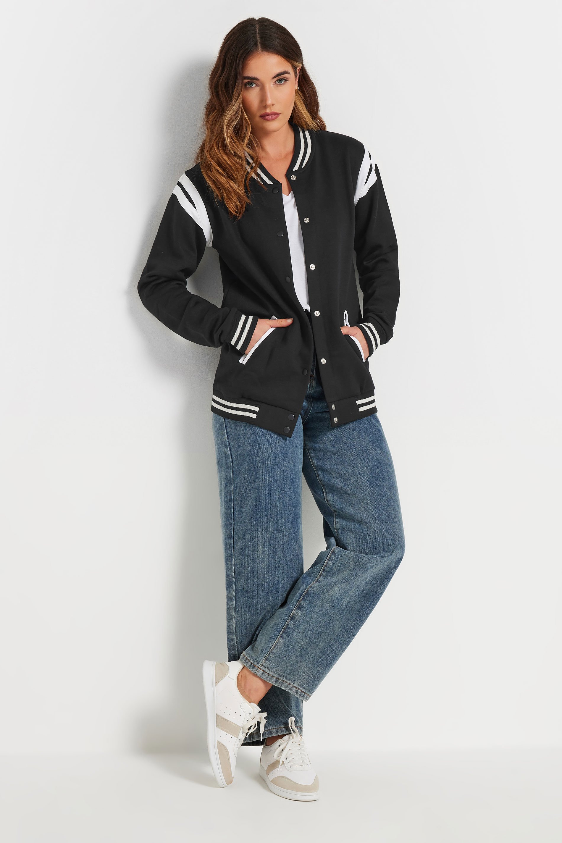 LTS Tall Black Varsity Bomber Jacket | Long Tall Sally 3
