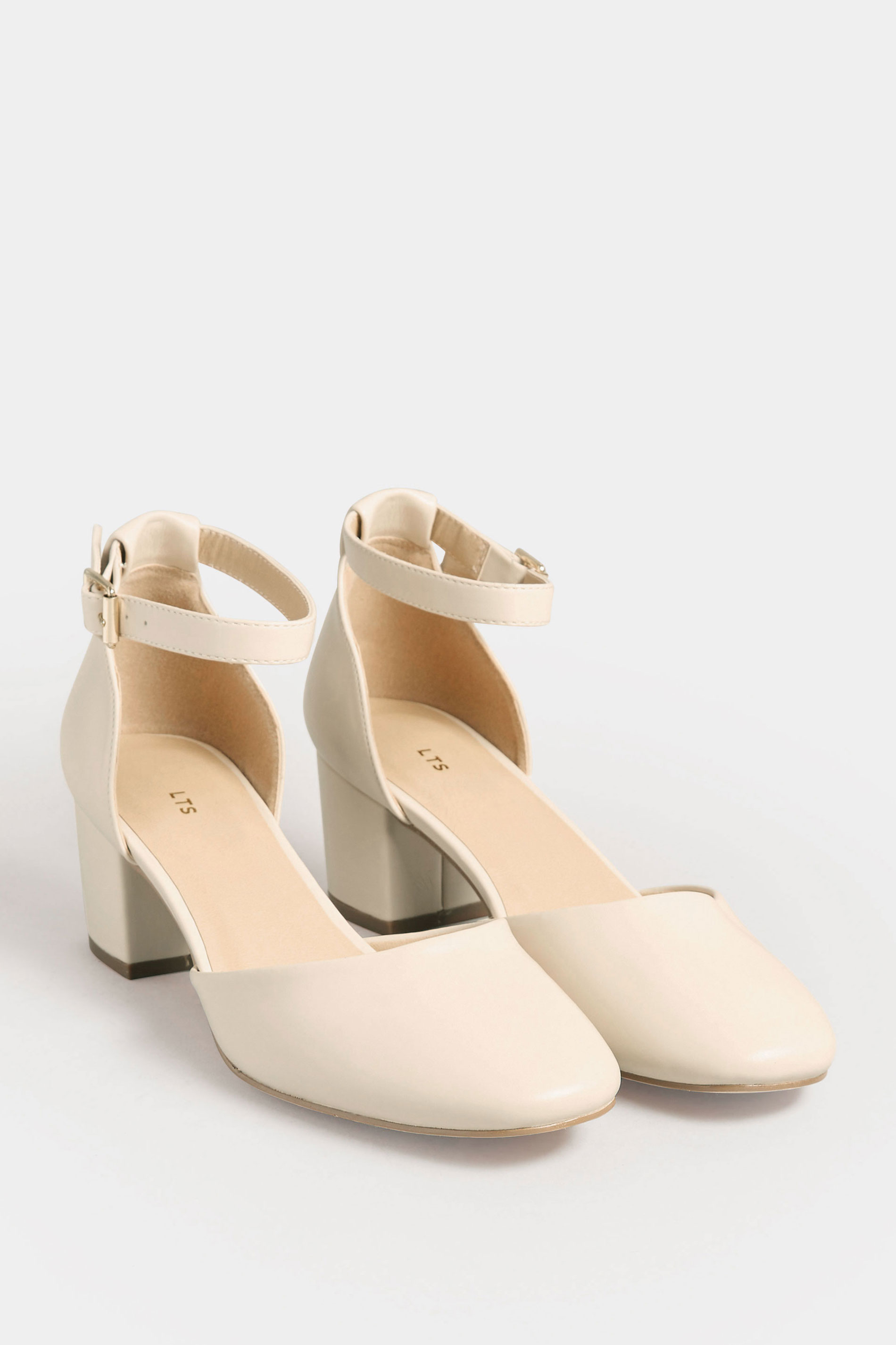LTS Nude Two Part Block Heel Court Shoes in Standard Fit | Long Tall Sally 2