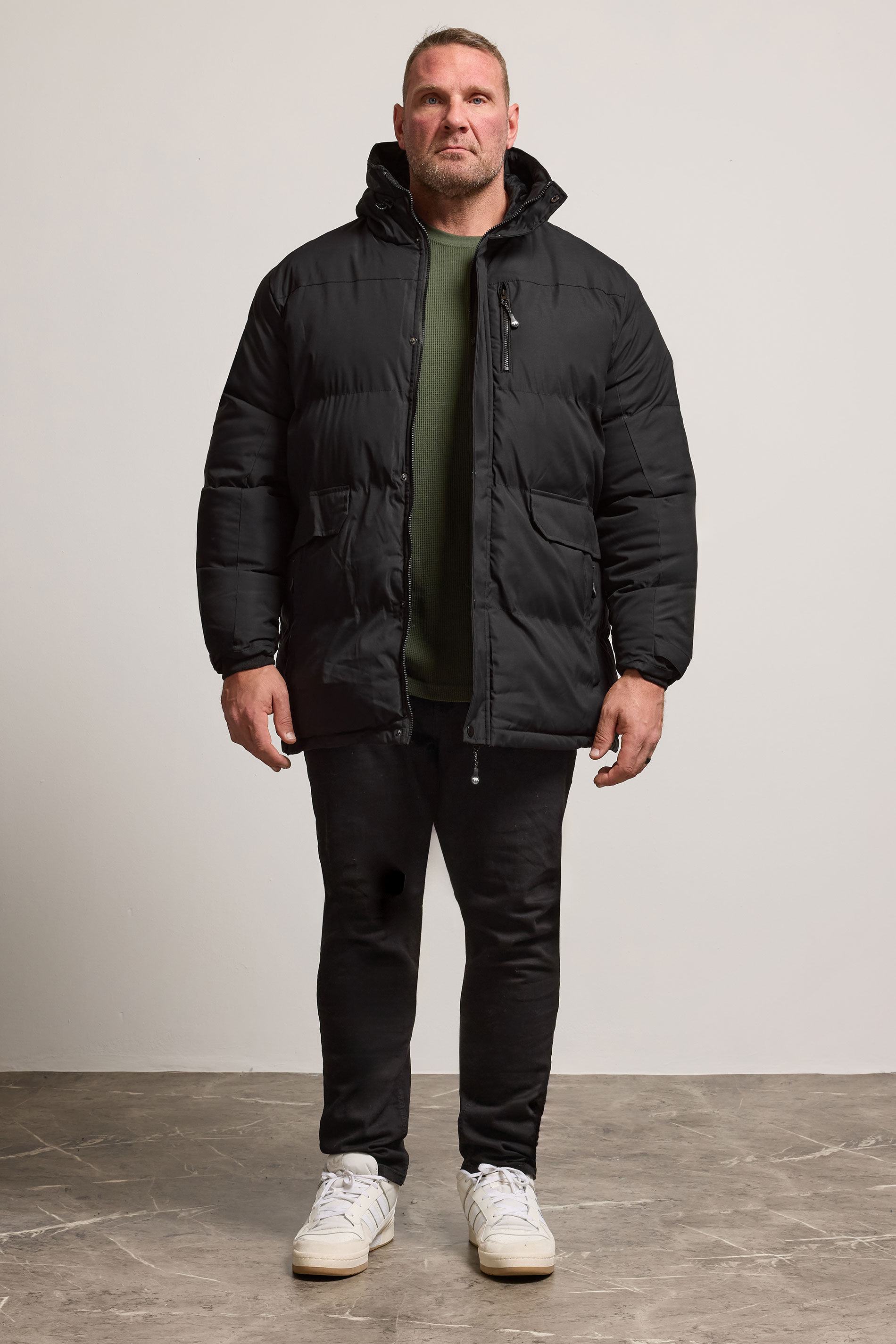 D555 Big & Tall Black Quilted Padded Jacket | BadRhino 2