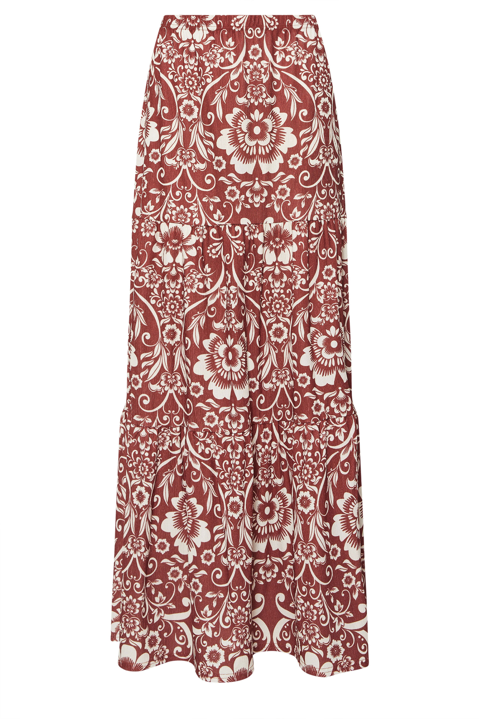 LTS Tall Red Floral Print Tiered Maxi Skirt | Long Tall Sally 5