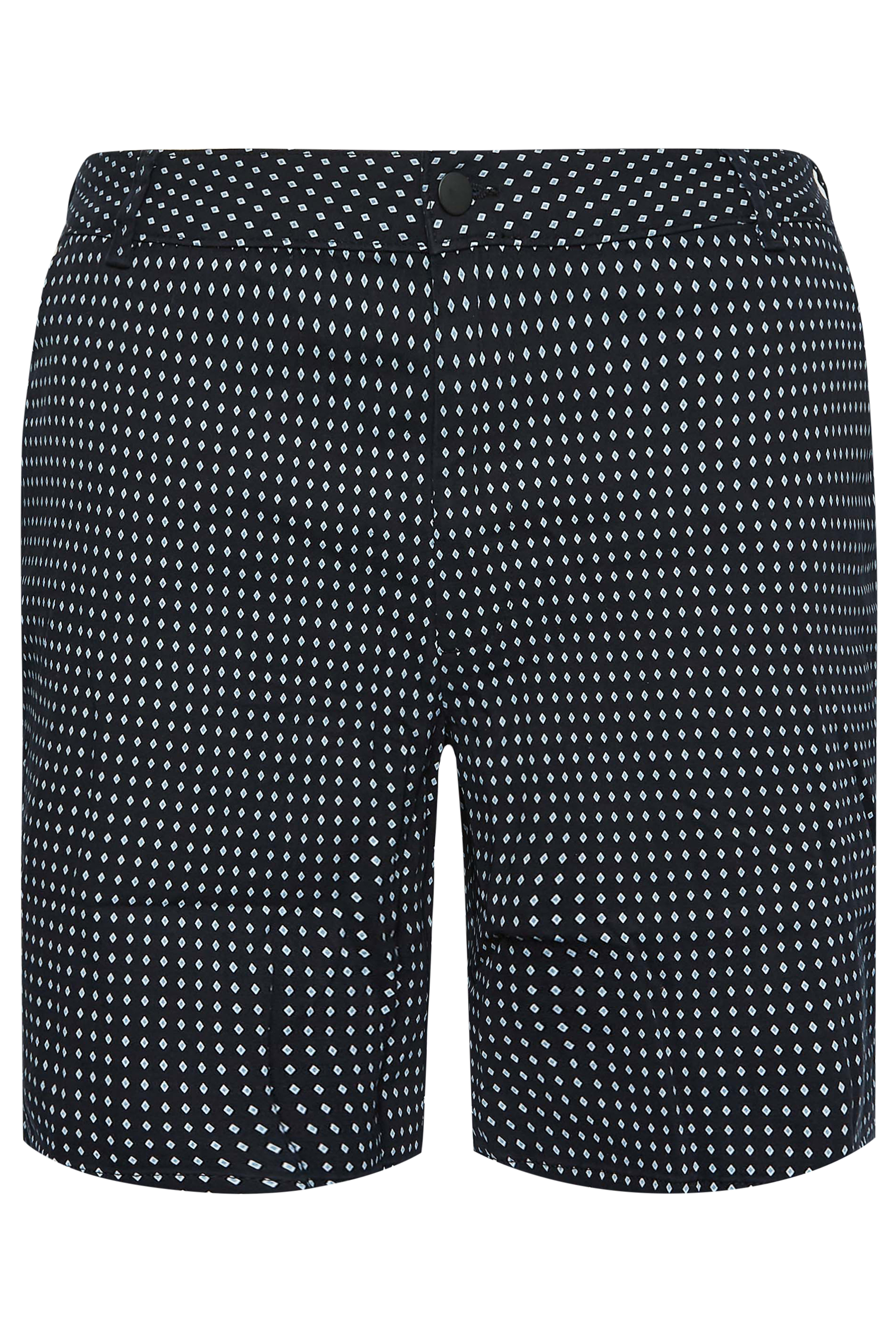 BadRhino Big & Tall Navy Blue Diamond Print Stretch Chino Shorts | BadRhino 4