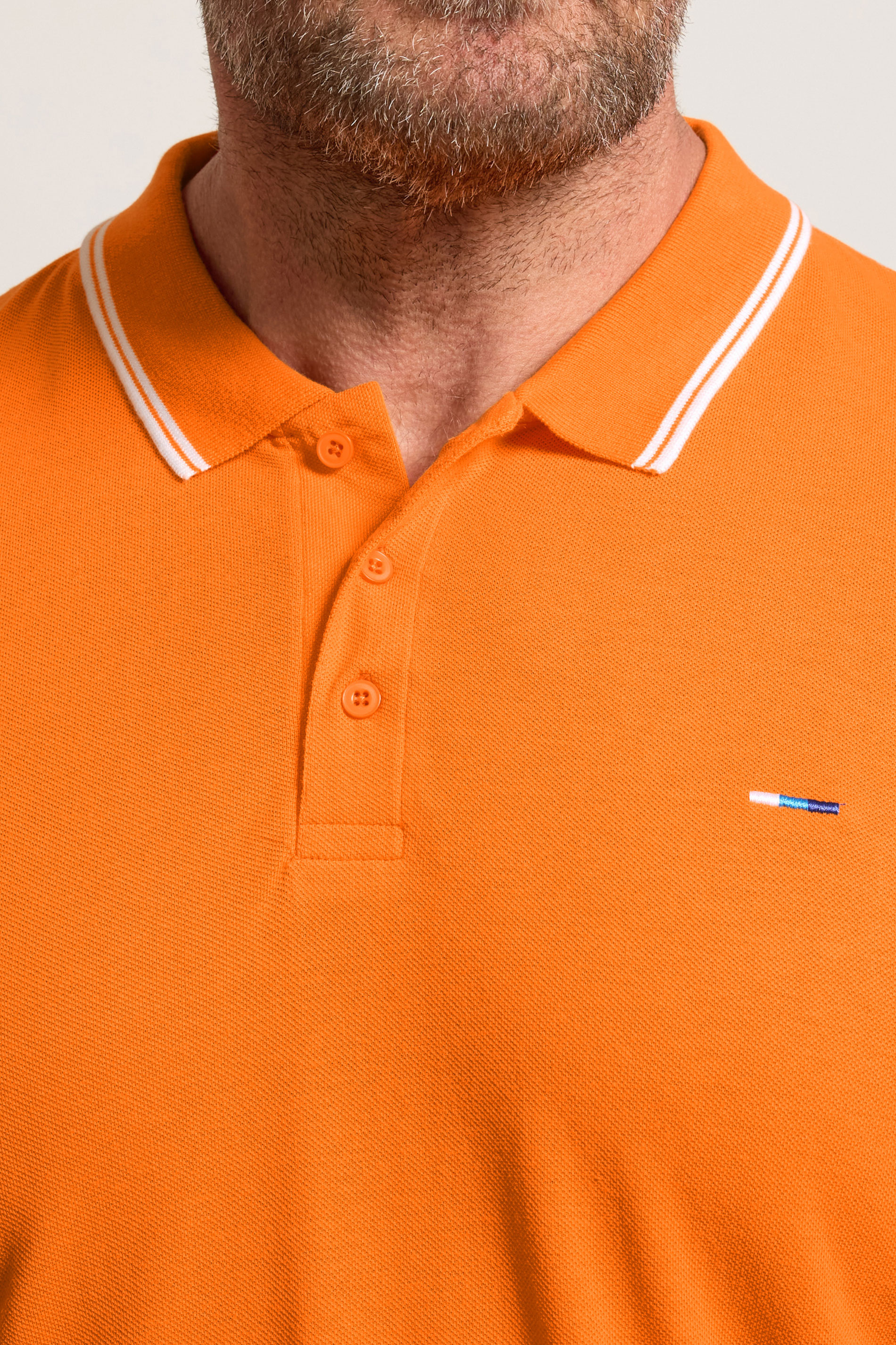 BadRhino Big & Tall Orange & White Tipped Polo Shirt | BadRhino 4