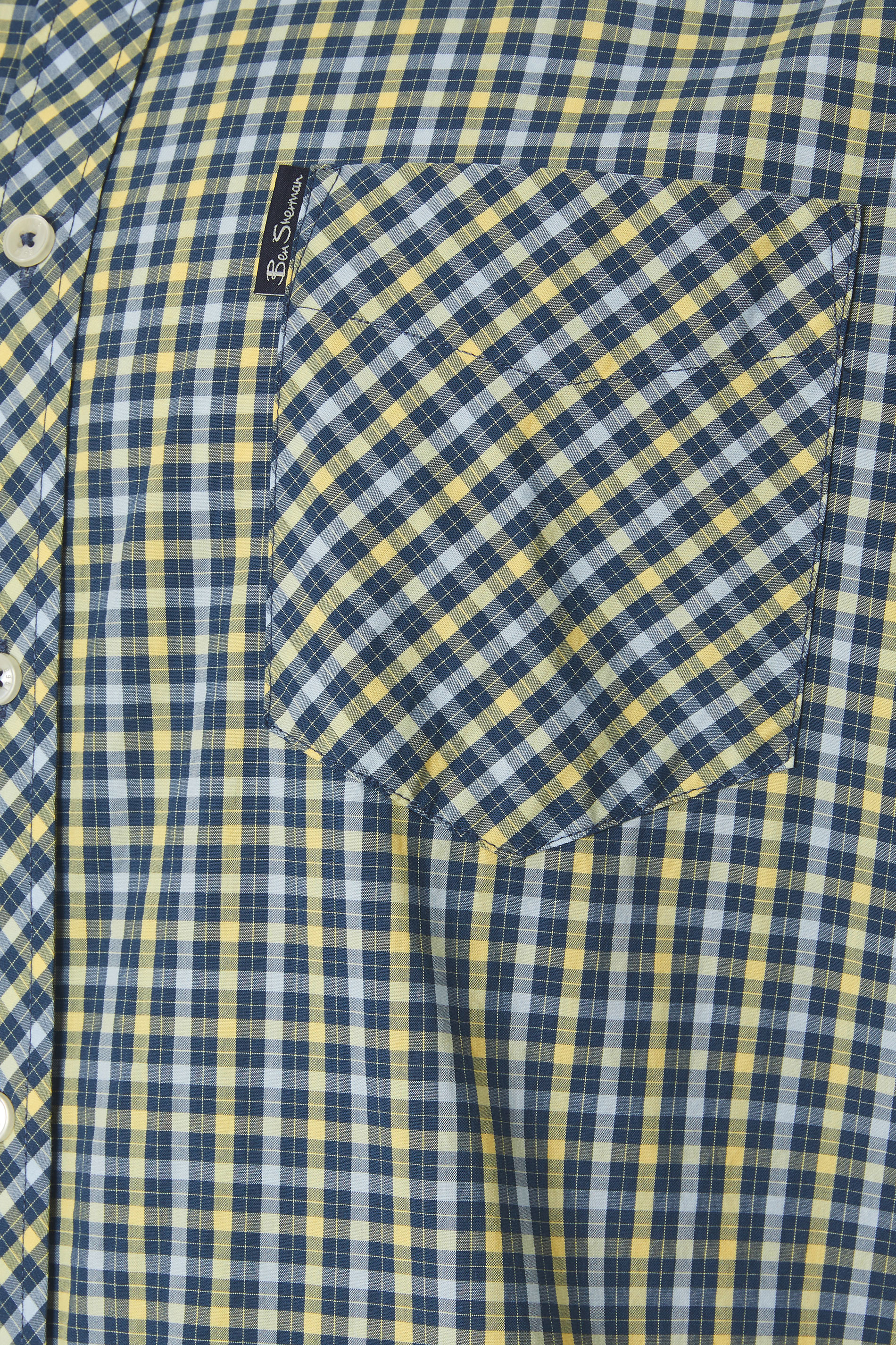 BEN SHERMAN Big & Tall Blue & Yellow Check Shirt | BadRhino 2