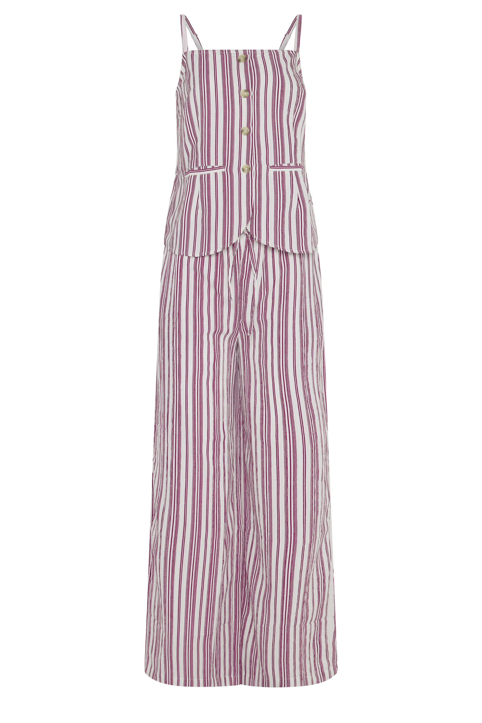 LTS Tall Women's Set Red Stripe Button Waistcoat & Wide Leg Trousers | Long Tall Sally 1