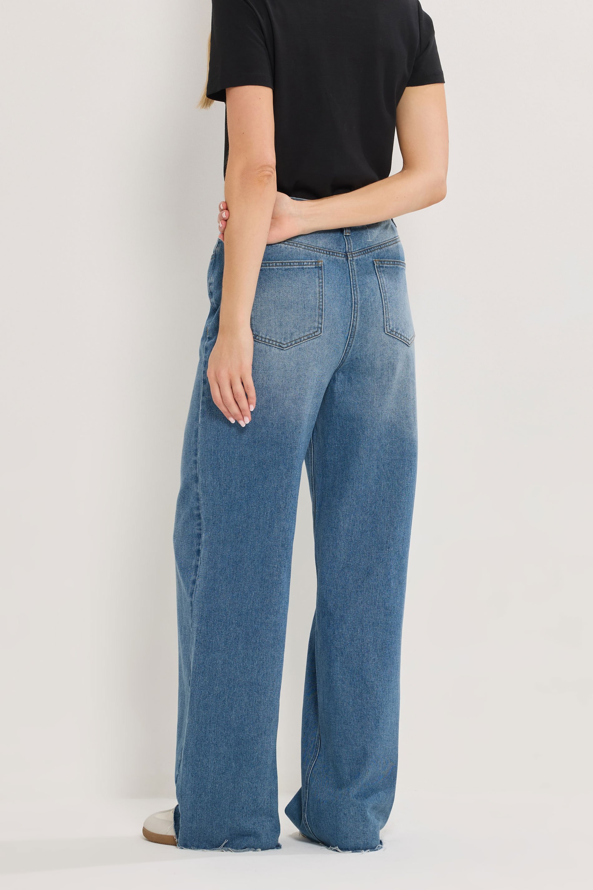 LTS Tall Women's Blue Raw Hem Wide Leg Jeans | Long Tall Sally 5
