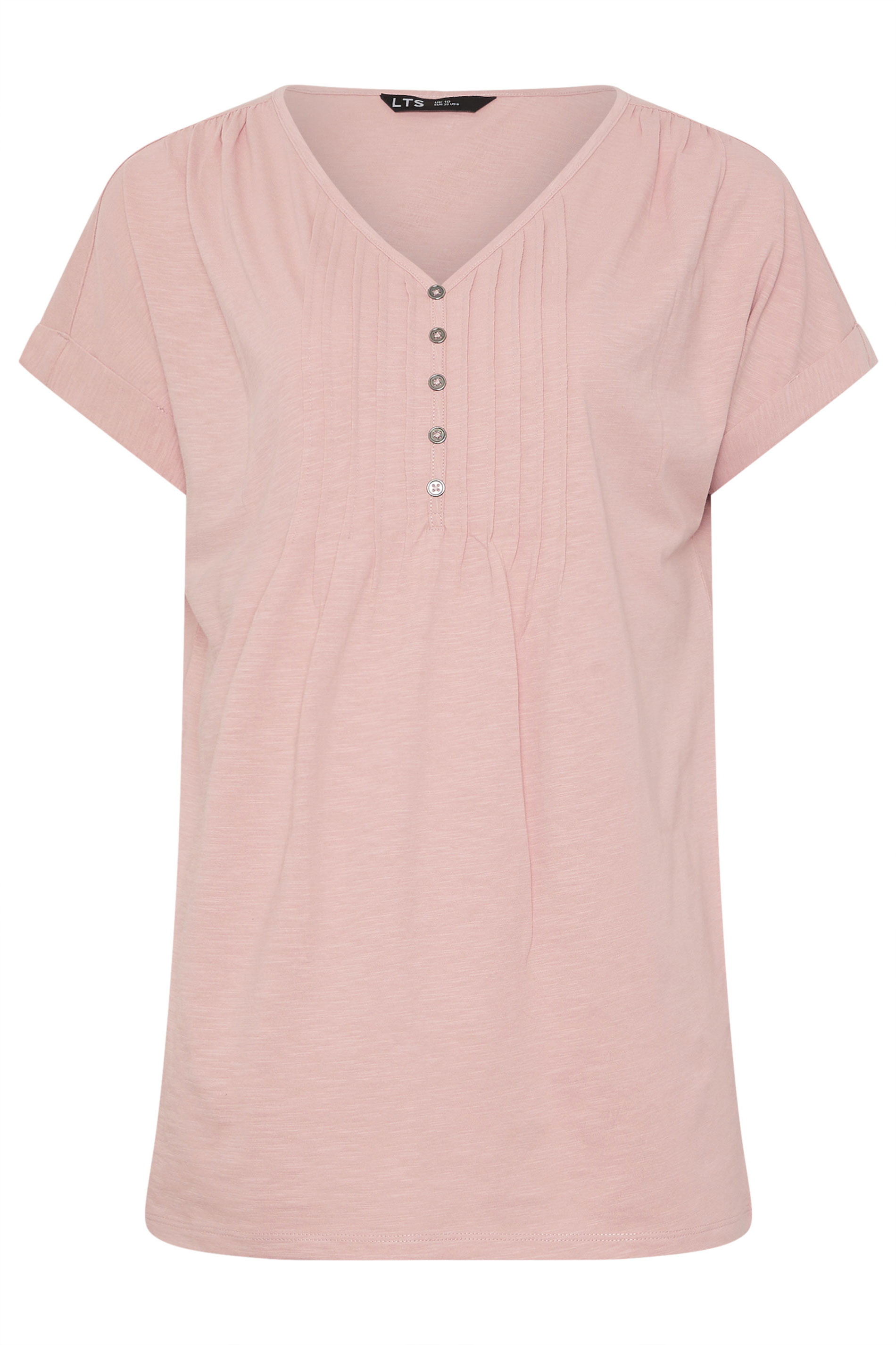 LTS Tall 2 PACK Sage Green & Pink Cotton Henley Tops | Long Tall Sally 8