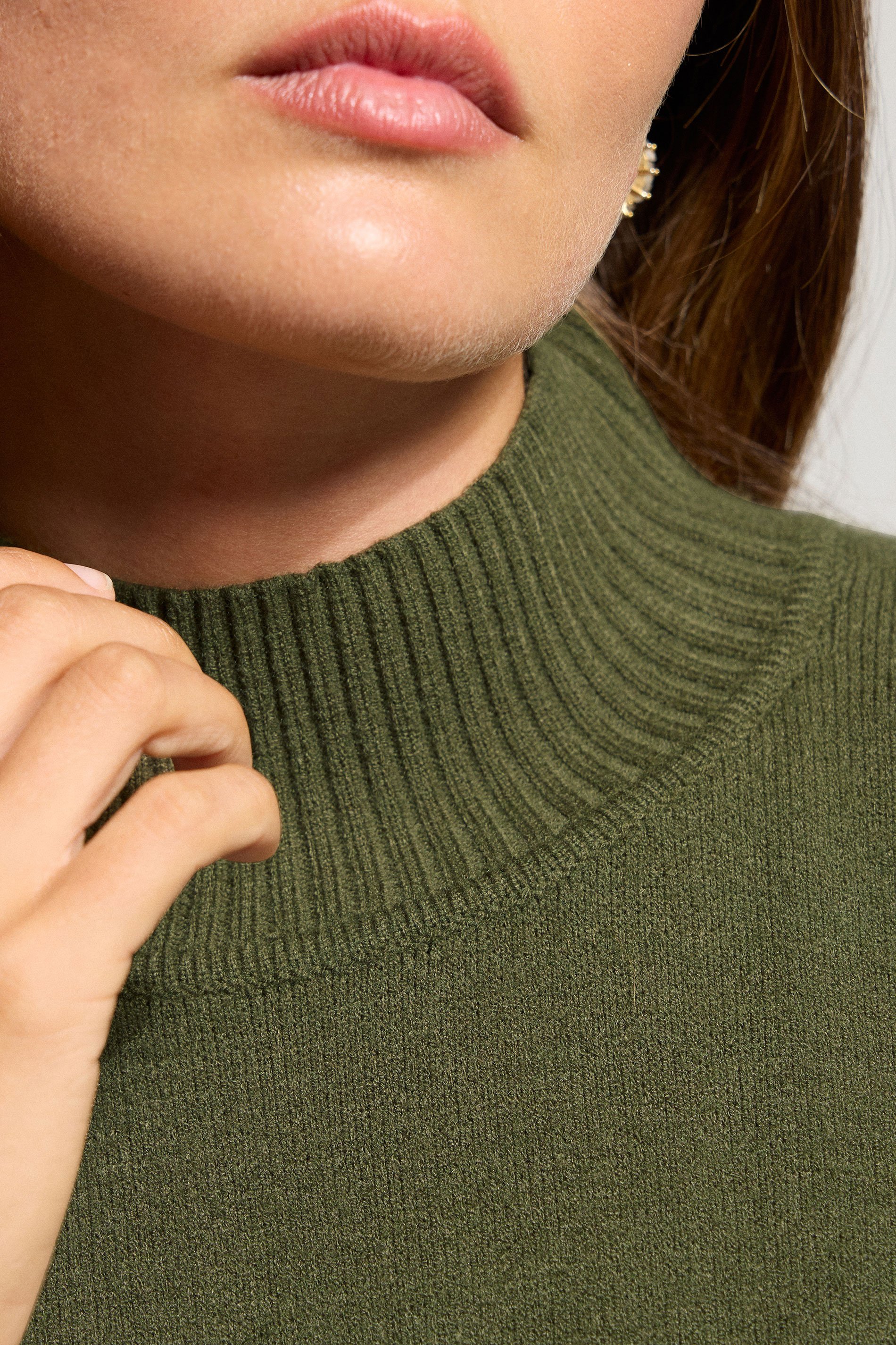 LTS Tall Khaki Green Turtle Neck Jumper | Long Tall Sally 5
