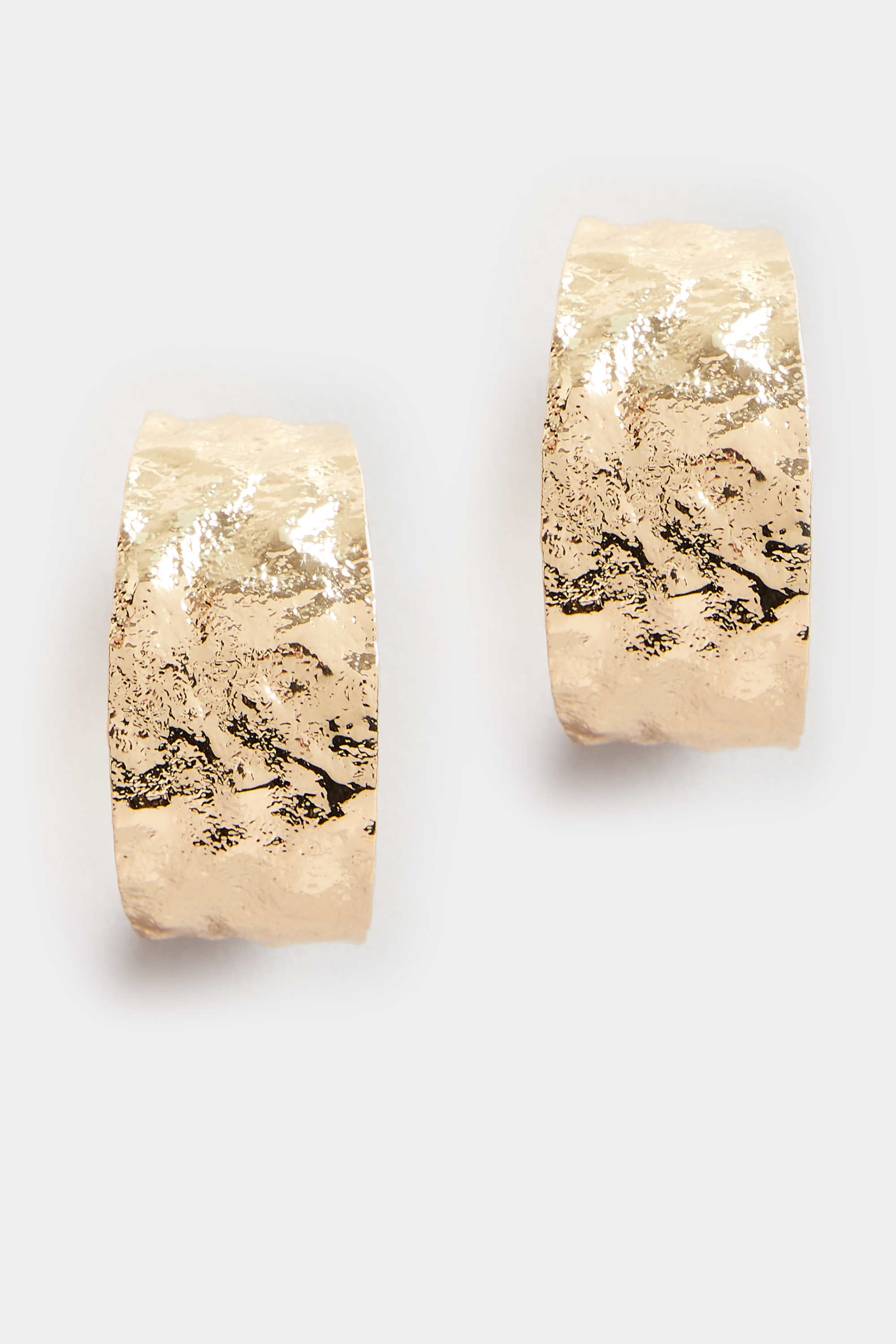 Gold Tone Textured Hoop Earrings 2