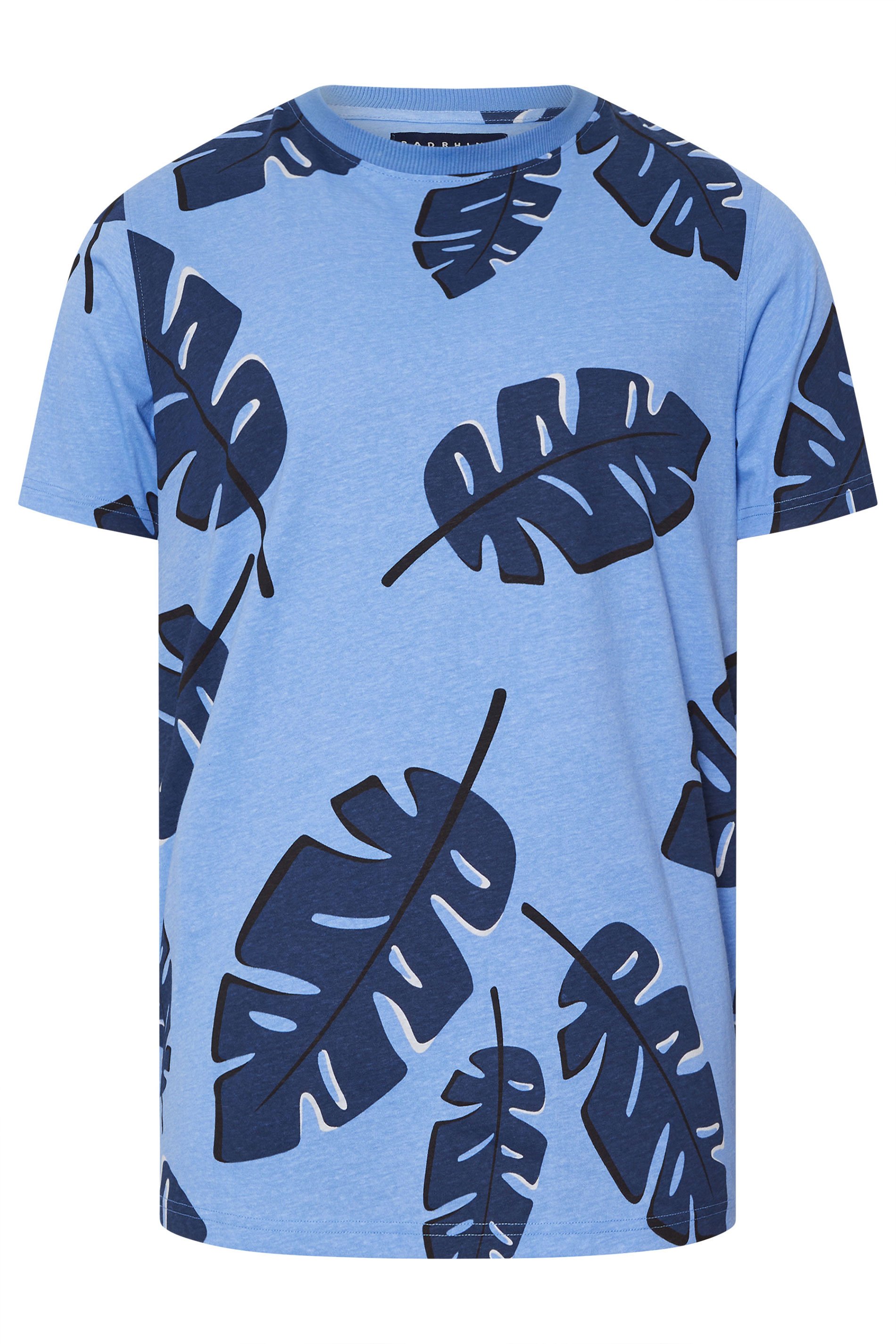BadRhino Big & Tall Blue Palm Print Short Sleeve T-Shirt | BadRhino 7