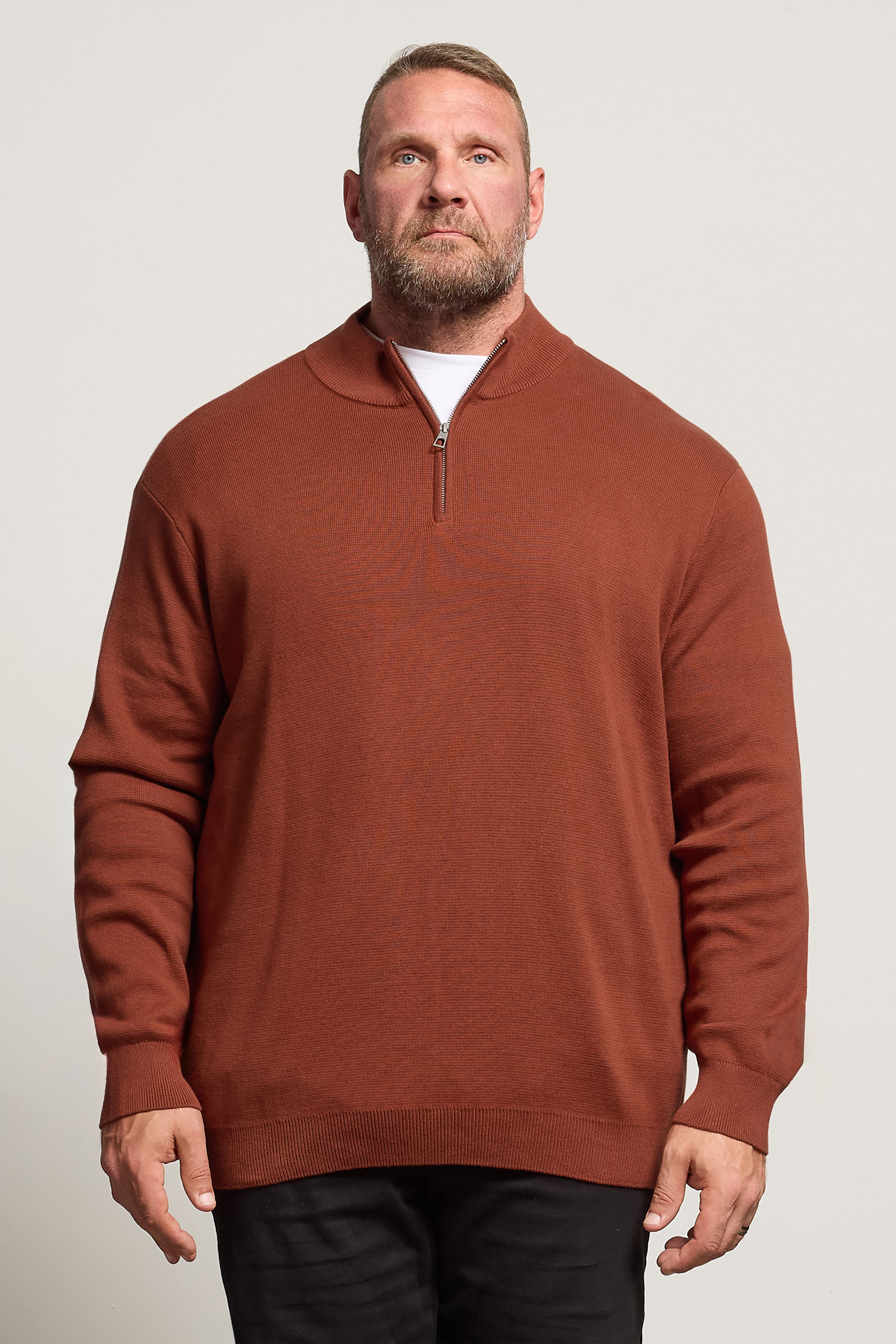 BadRhino Big & Tall Burnt Red Milano Quarter Zip Jumper | BadRhino 2