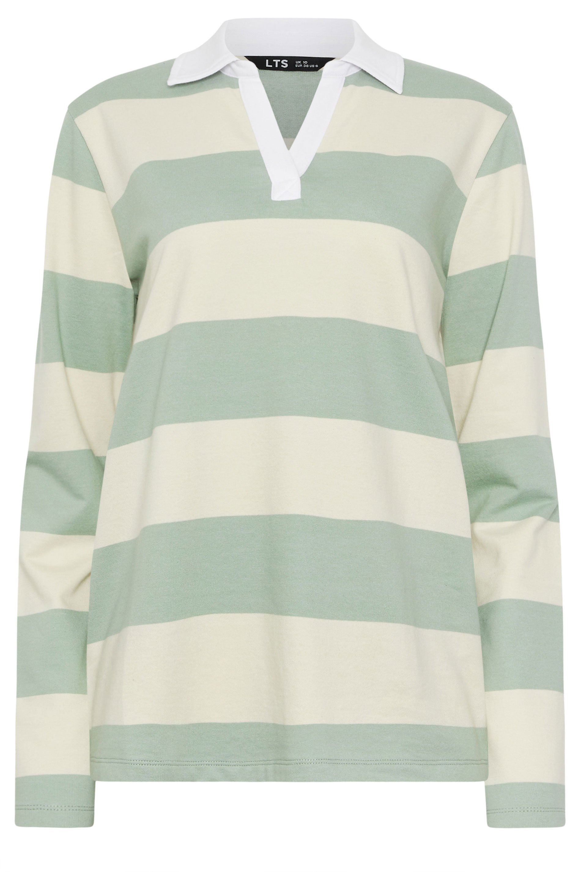 LTS Tall Women's Mint Green & Cream Stripe Rugby Sweatshirt | Long Tall Sally 1