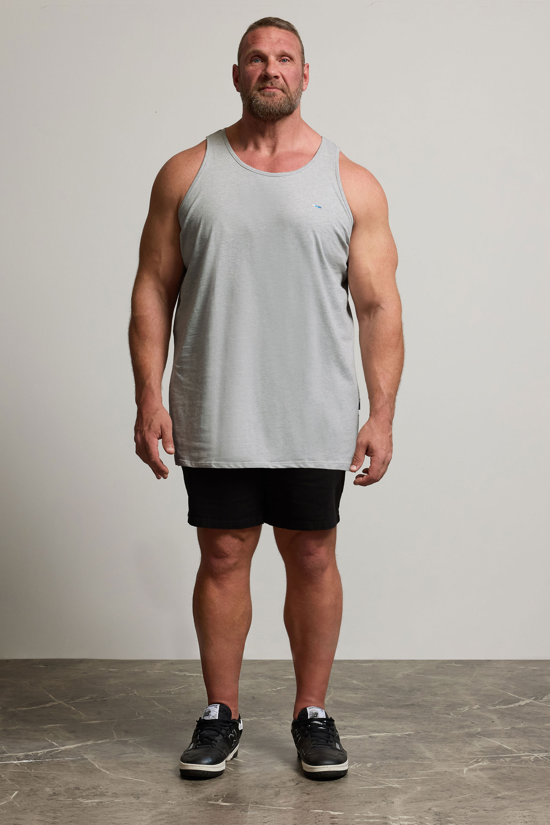 BadRhino Big & Tall Grey Marl Extra Long Plain Vest Top | BadRhino 1