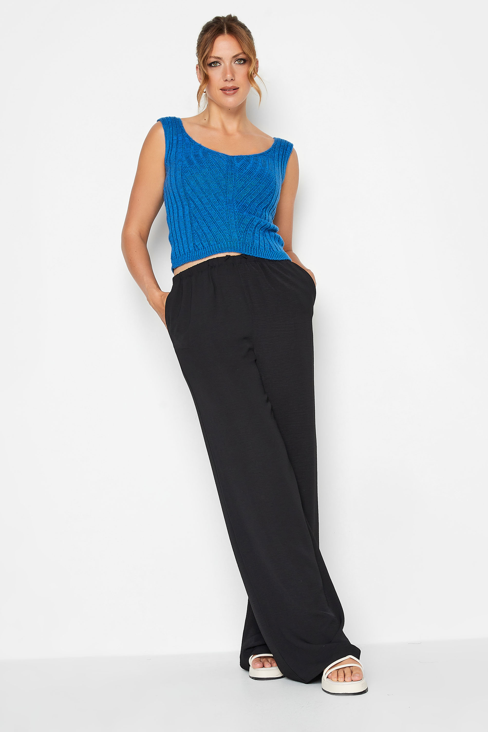 LTS Tall Women's Blue V-Neck Knitted Vest Top | Long Tall Sally 2
