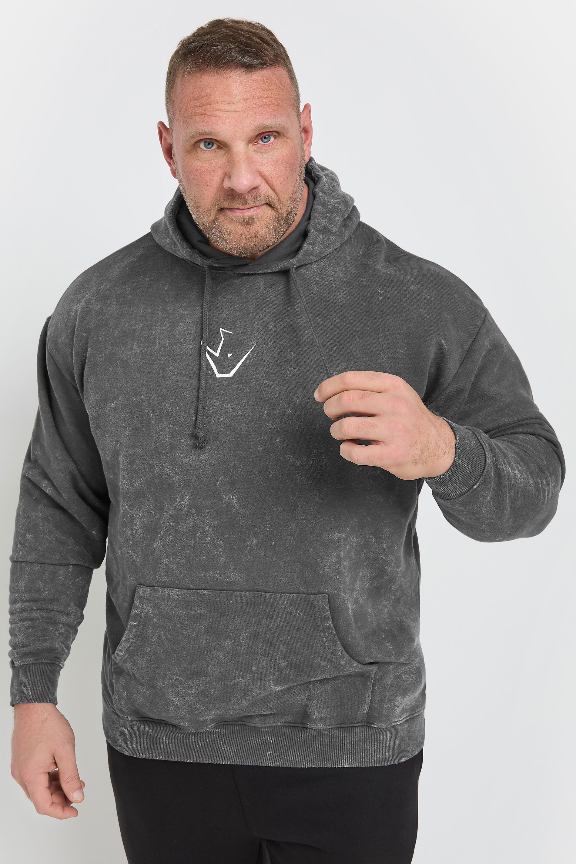IronRhino Big & Tall Grey 'Training Dept' Acid Wash Hoodie | BadRhino 2