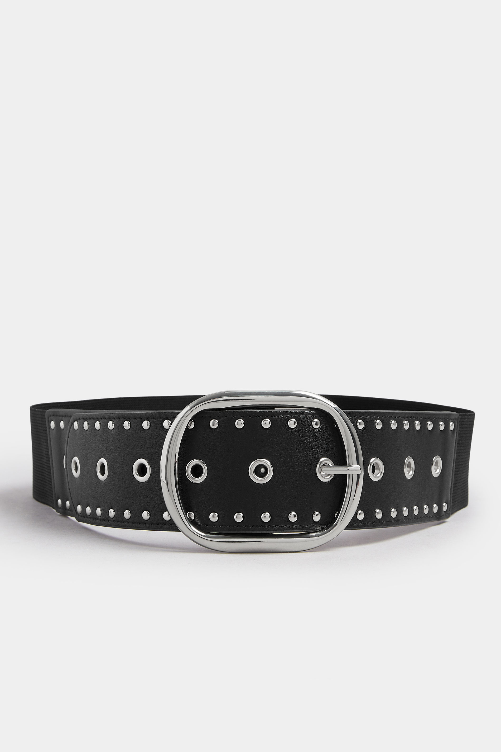 Black Wide Eyelet Stretch Belt | Yours Clothing 2