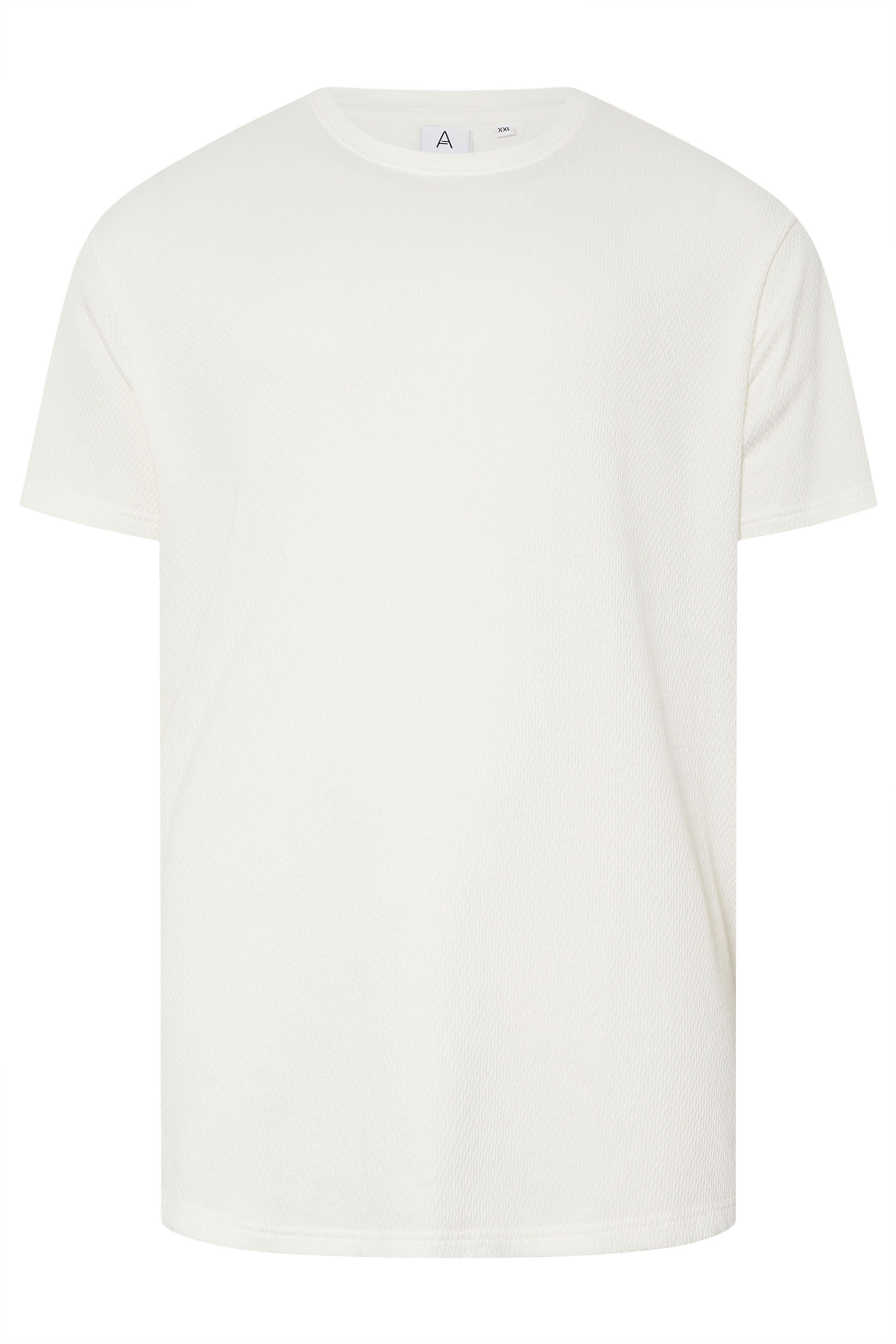 STUDIO A Big & Tall White Popcorn Stitch Textured T-Shirt | BadRhino 3