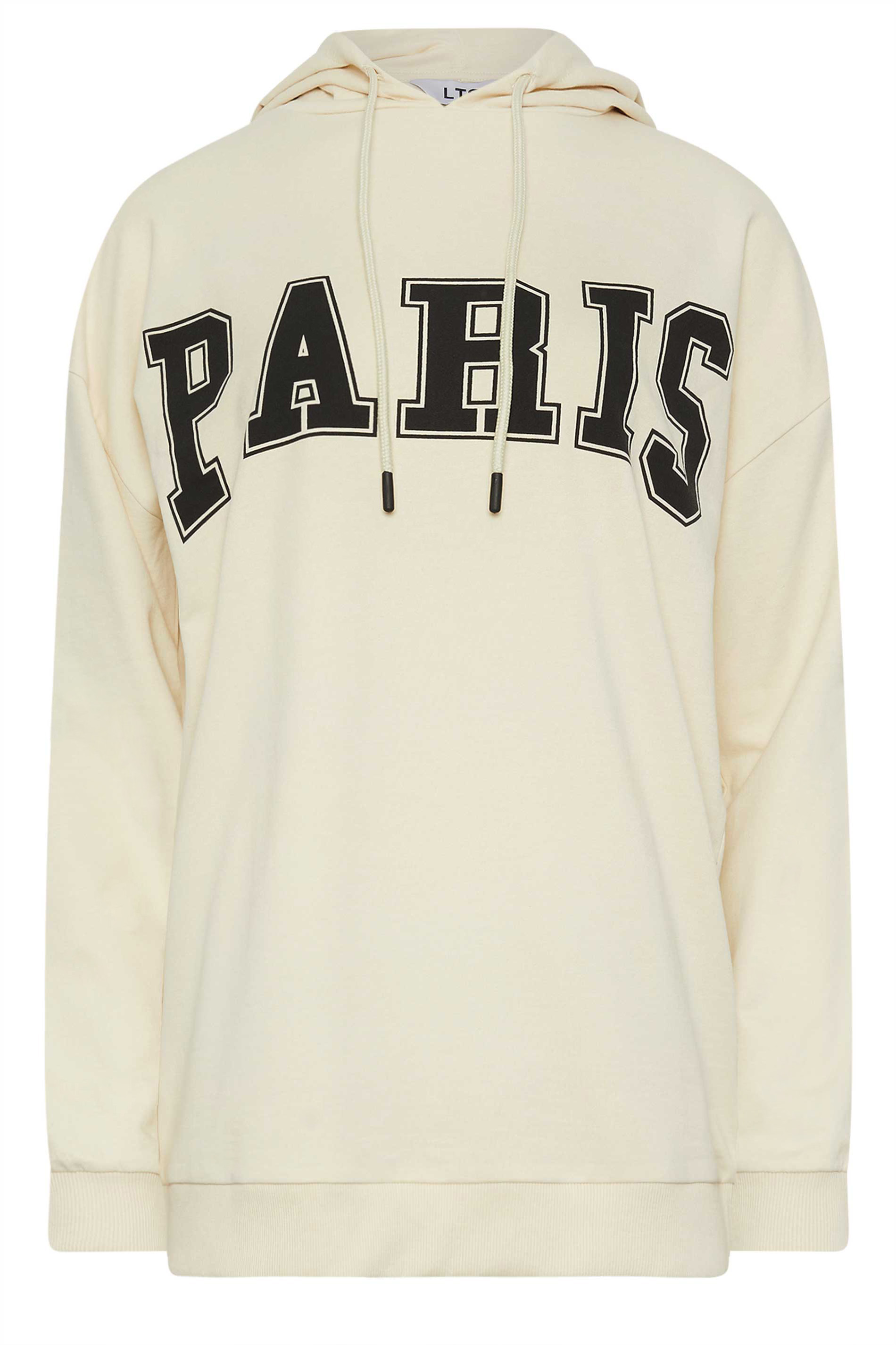 LTS Tall Womens Cream 'Paris' Slogan Hoodie | Long Tall Sally 5