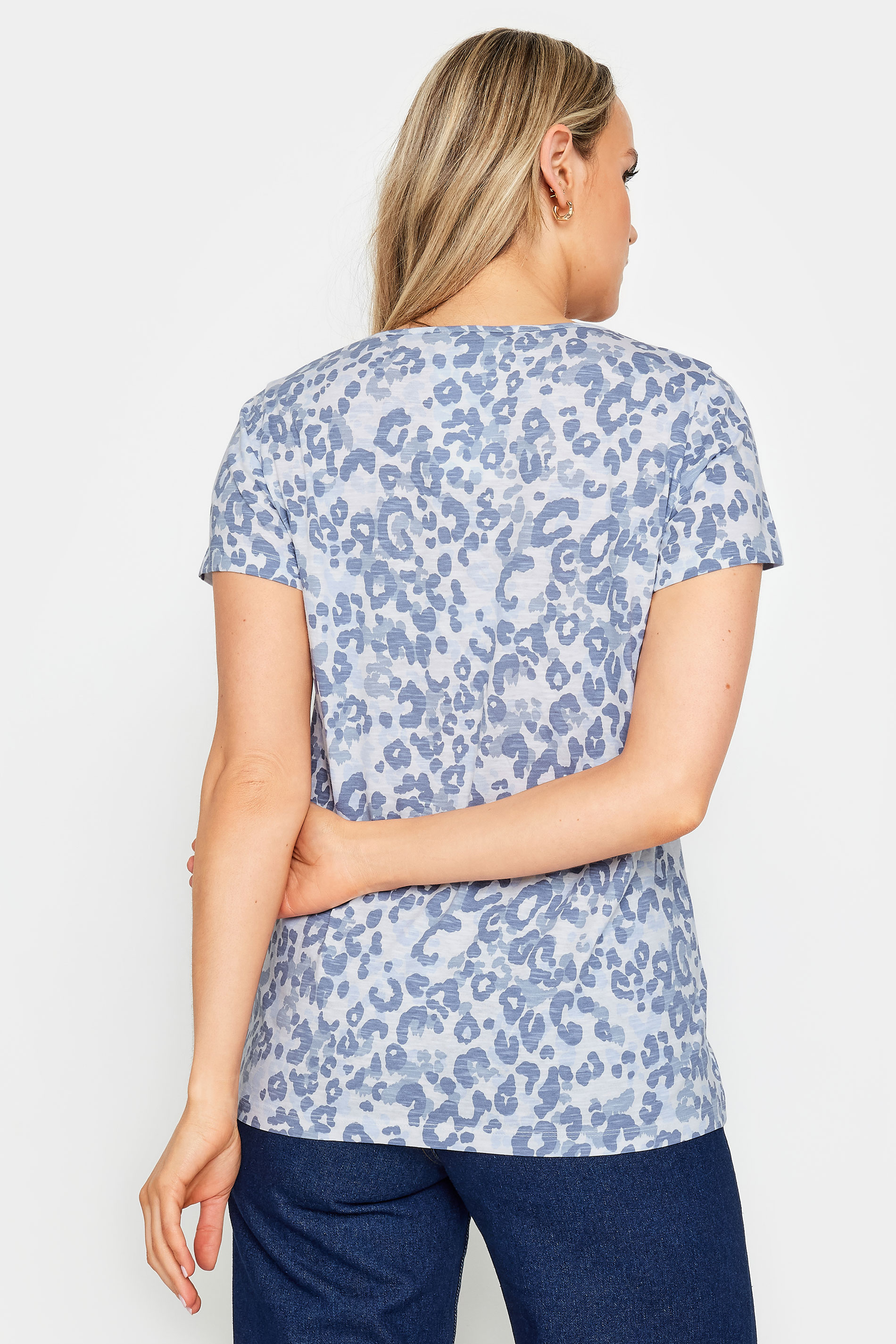 LTS 2 PACK Tall Womens Blue & White Animal Print Cotton T-Shirts | Long Tall Sally 5