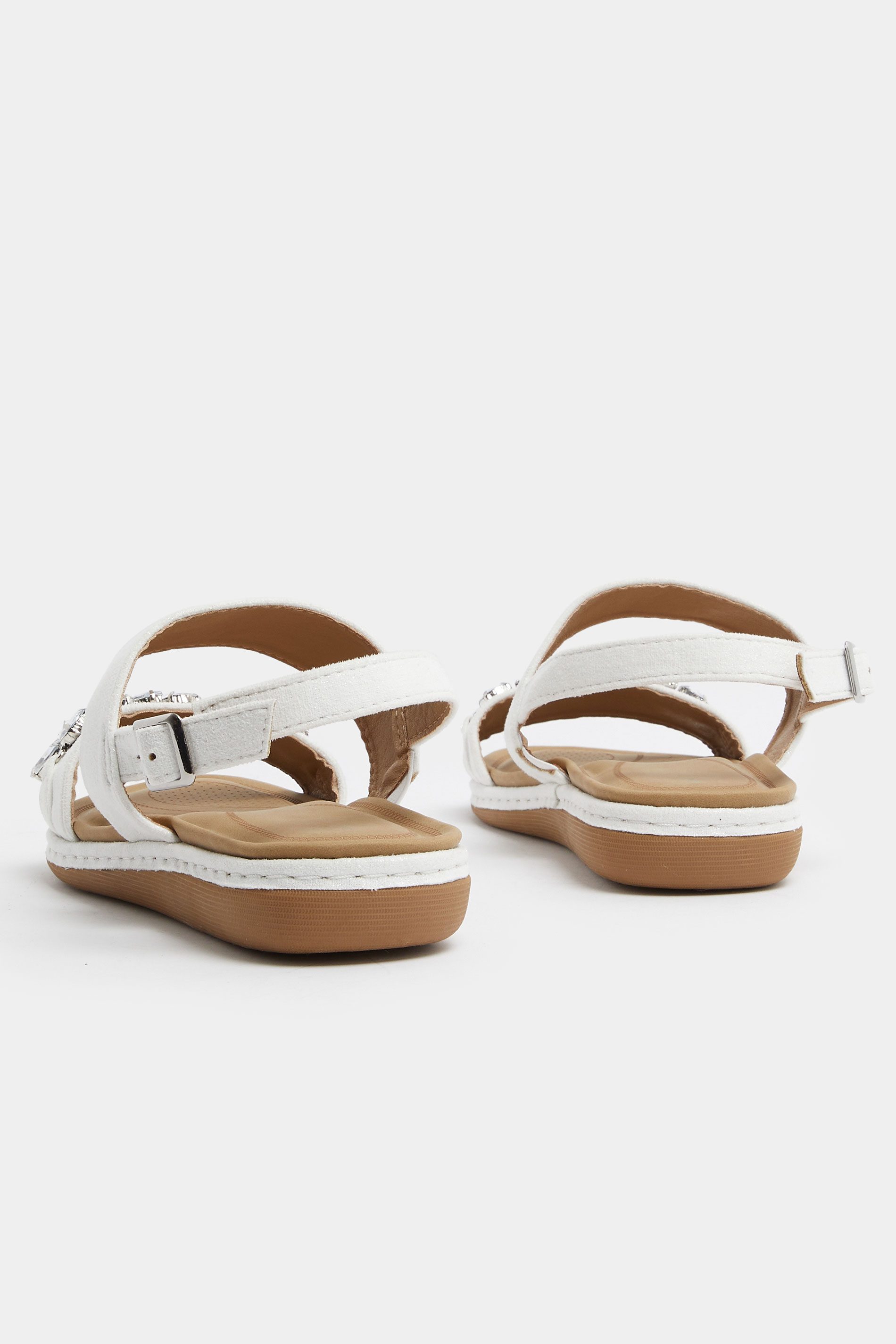 White Diamante Stone Embellished Sandals In Extra Wide EEE Fit | Yours Clothing 4