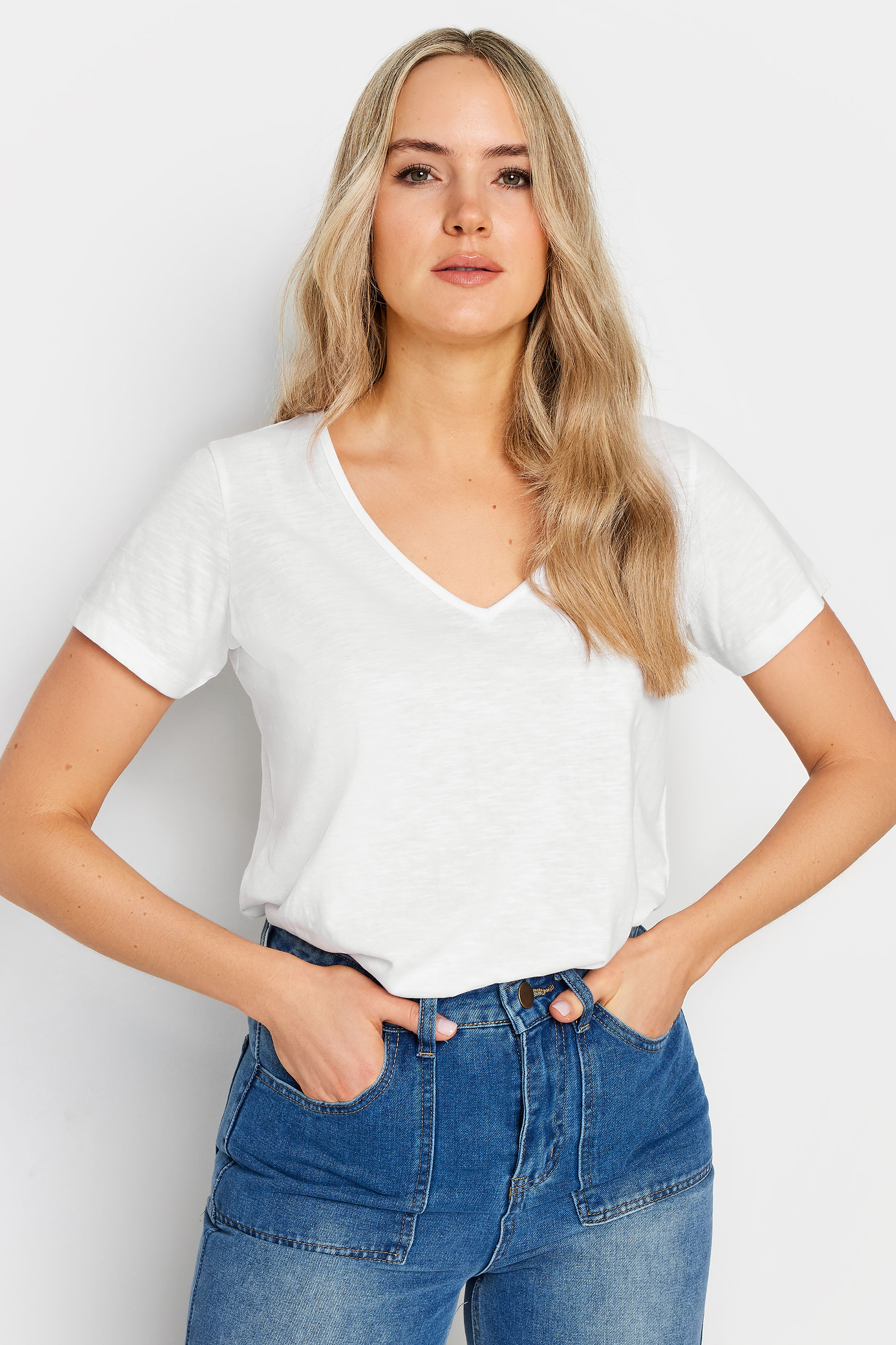 LTS Tall Womens 2 PACK White & Berry Red V-Neck T-Shirts | Long Tall Sally 5