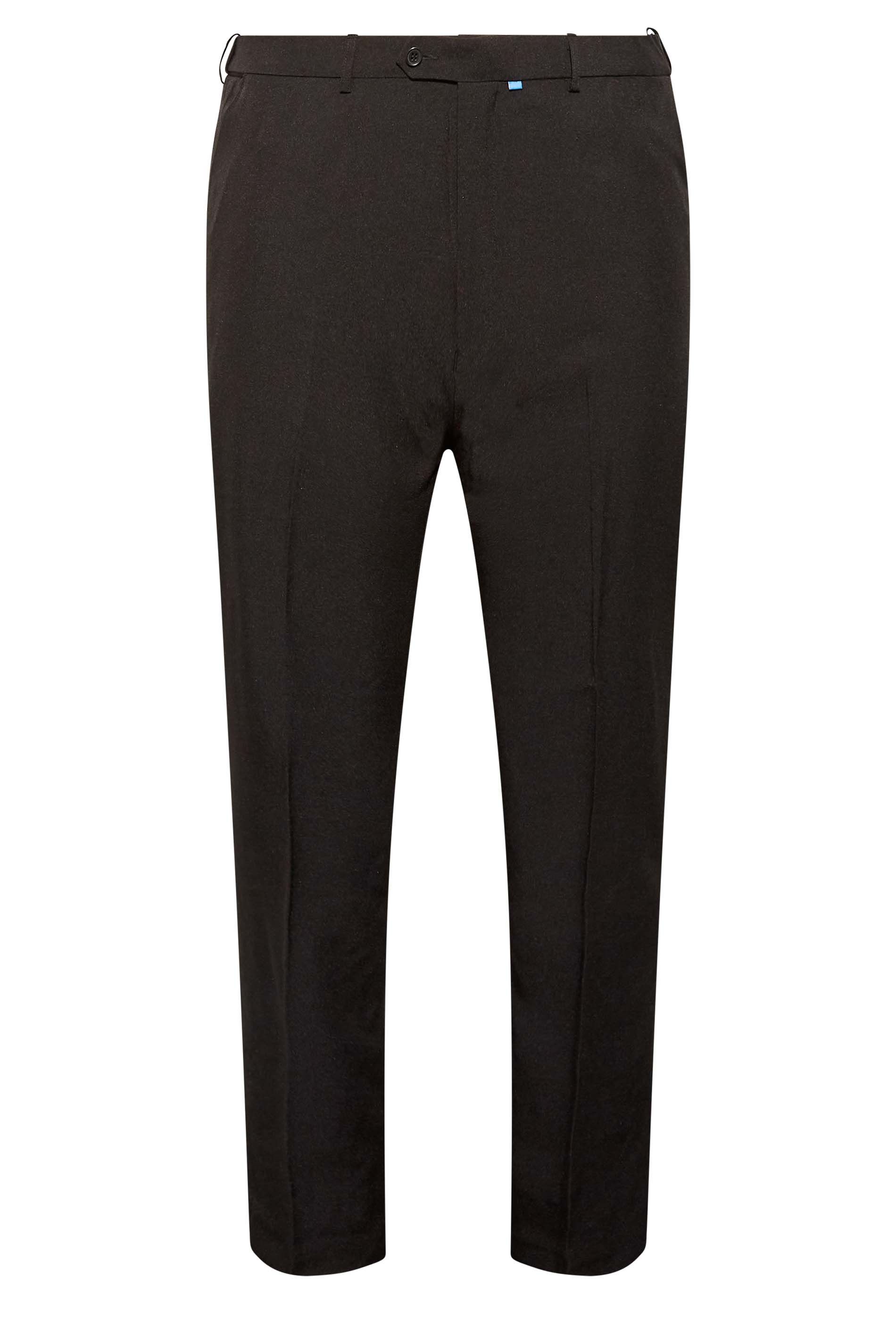 D555 Big & Tall Black Extendable Waist Straight Leg Trousers | BadRhino 4