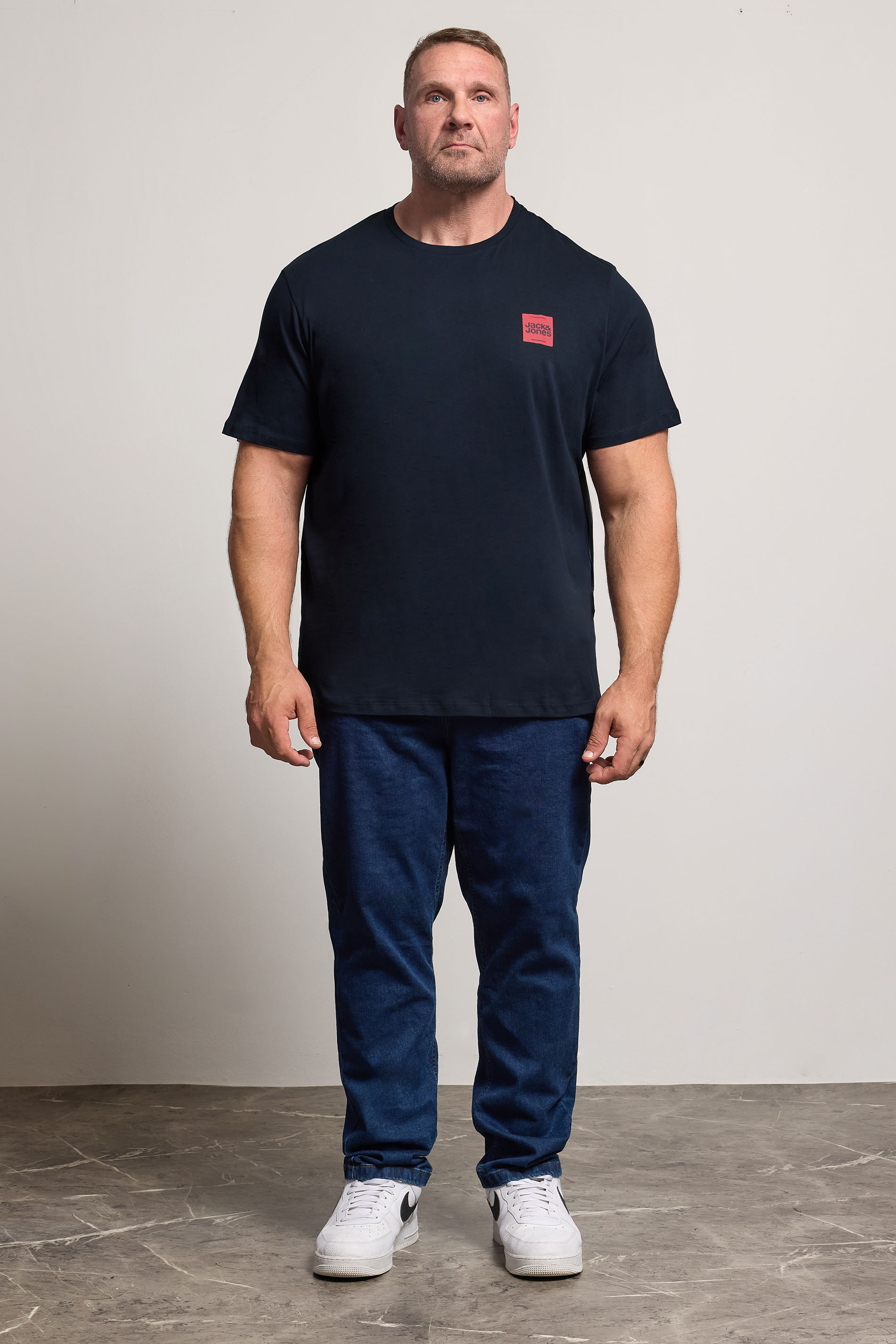 JACK & JONES Big & Tall Sky Captain Blue Logo T-Shirt | BadRhino 2