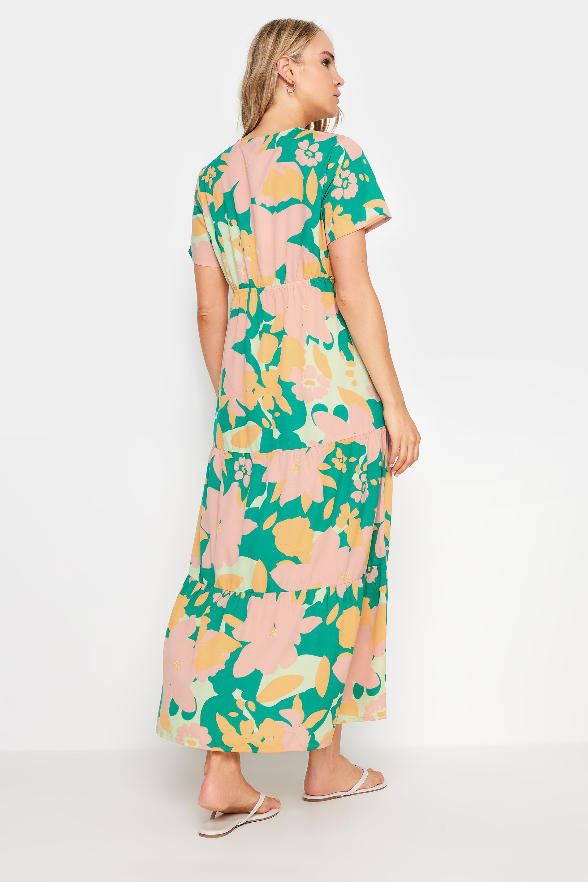 LTS Tall Women's Green Floral Tiered Midi Dress | Long Tall Sally 3
