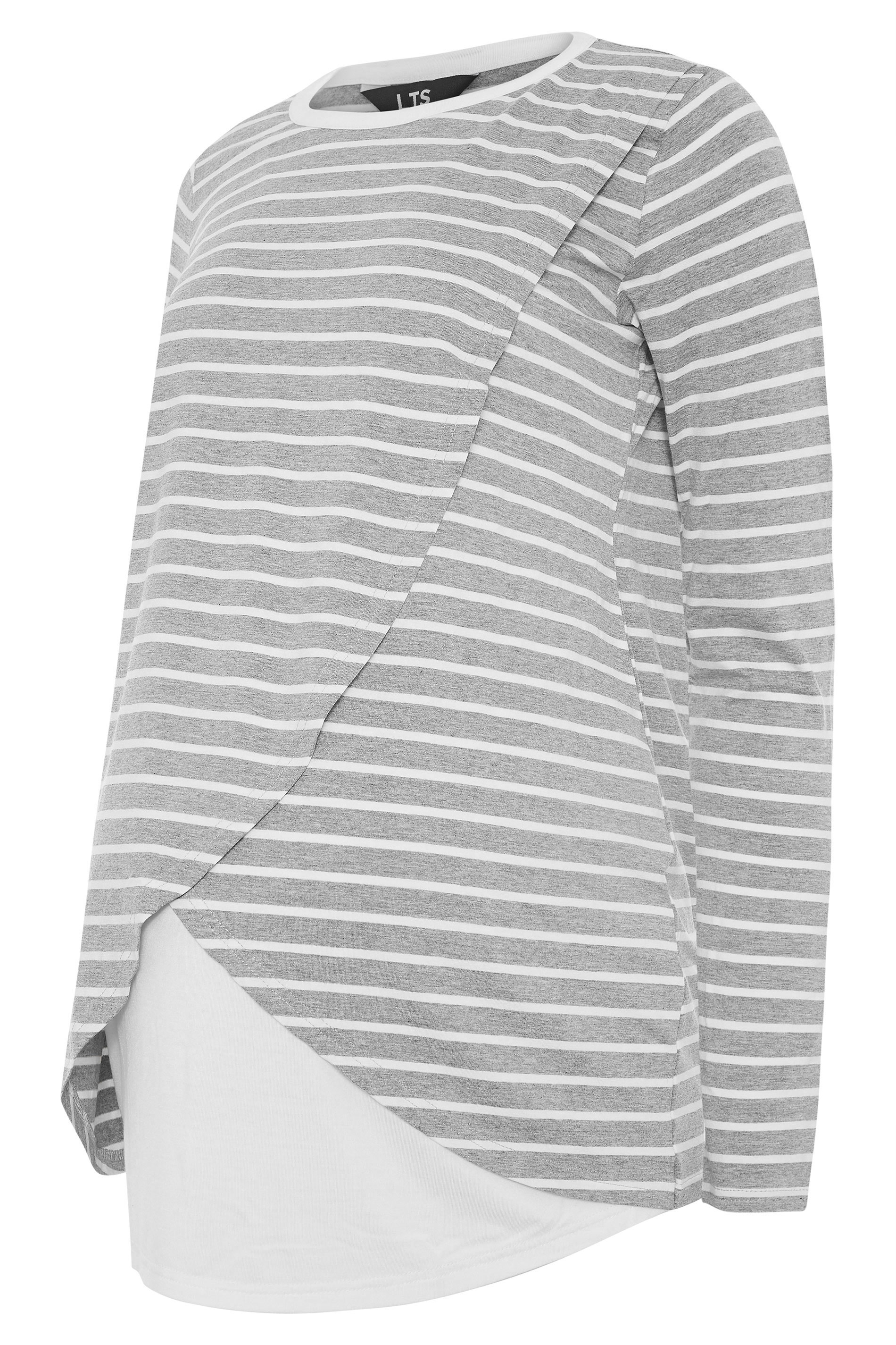 LTS Maternity Grey Stripe Long Sleeve Nursing Top | Long Tall Sally 5