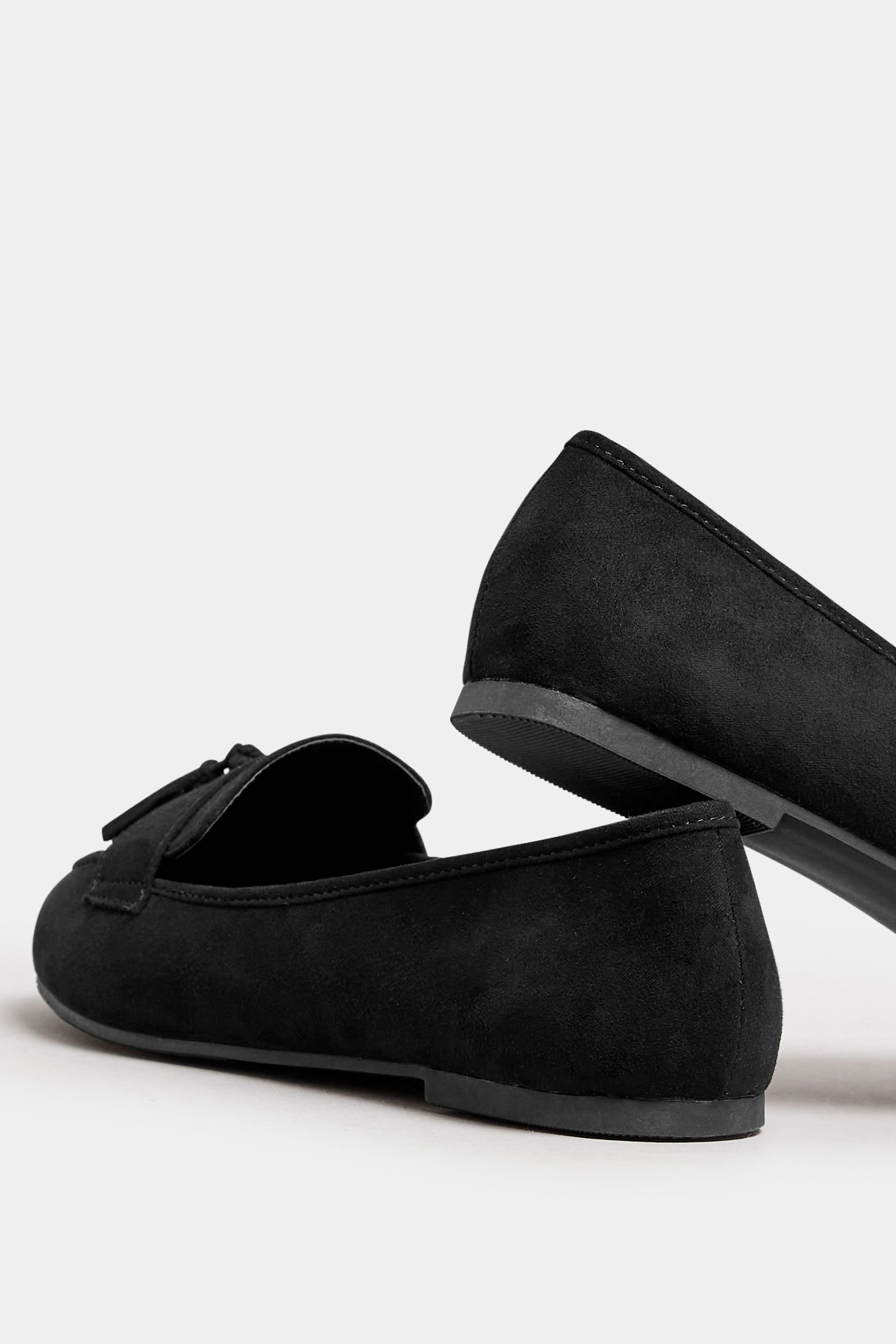 Black Tassel Detail Faux Suede Loafers In Wide E & Extra Wide EEE Fit | Yours Clothing 4
