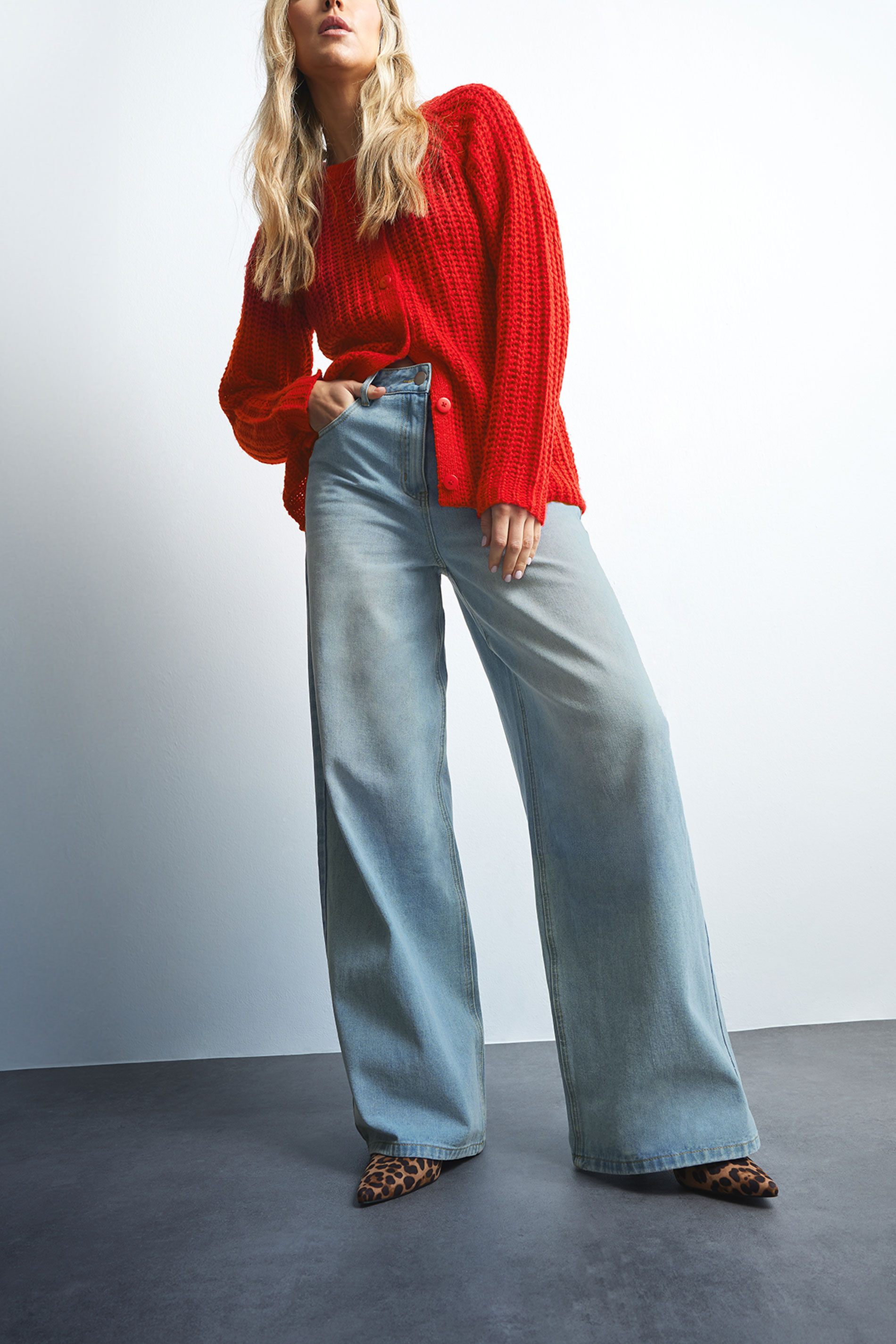 LTS Tall Red Chunky Knitted Cardigan | Long Tall Sally 2