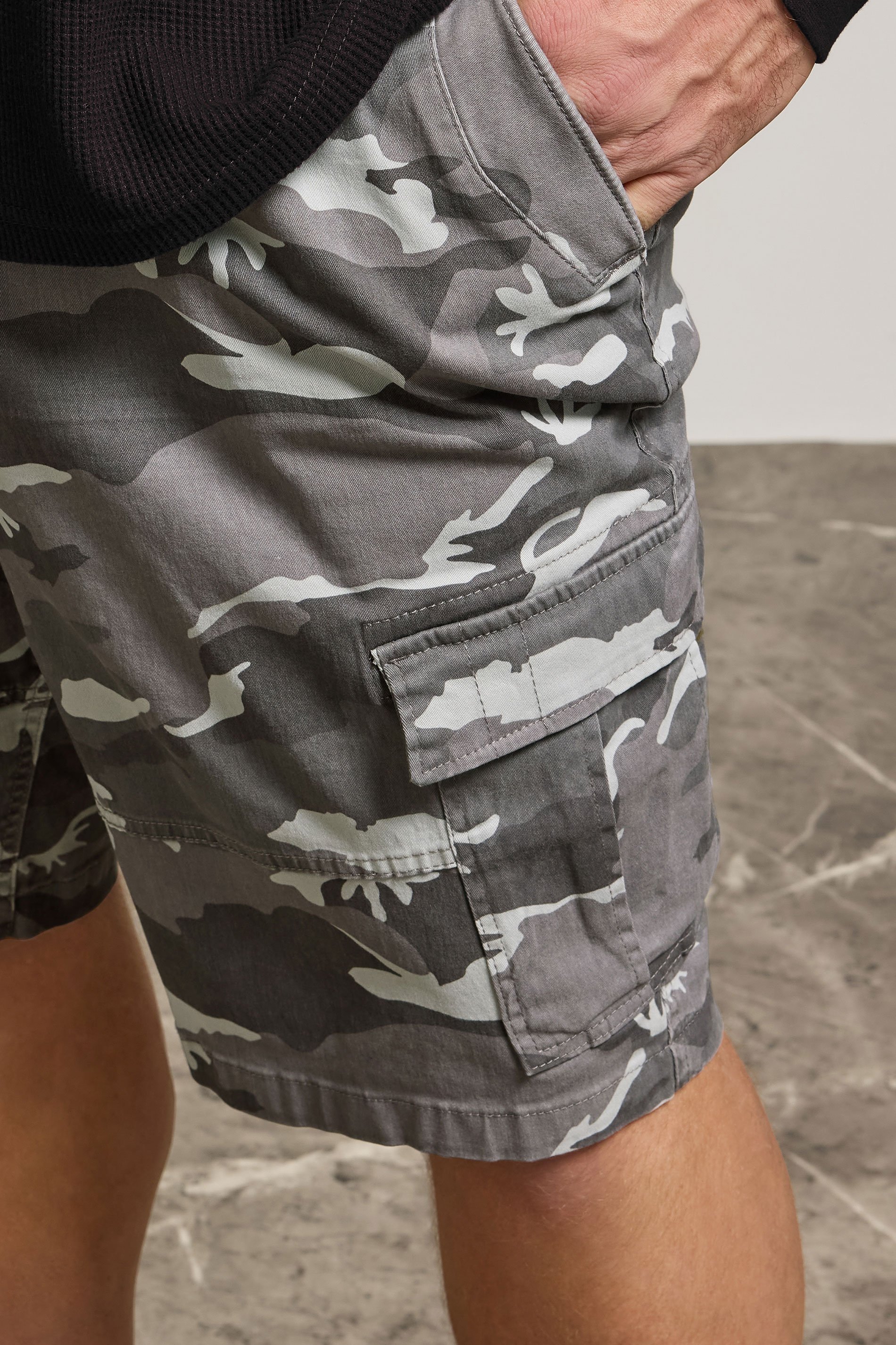 BadRhino Big & Tall Grey Camo Cargo Shorts | BadRhino 4