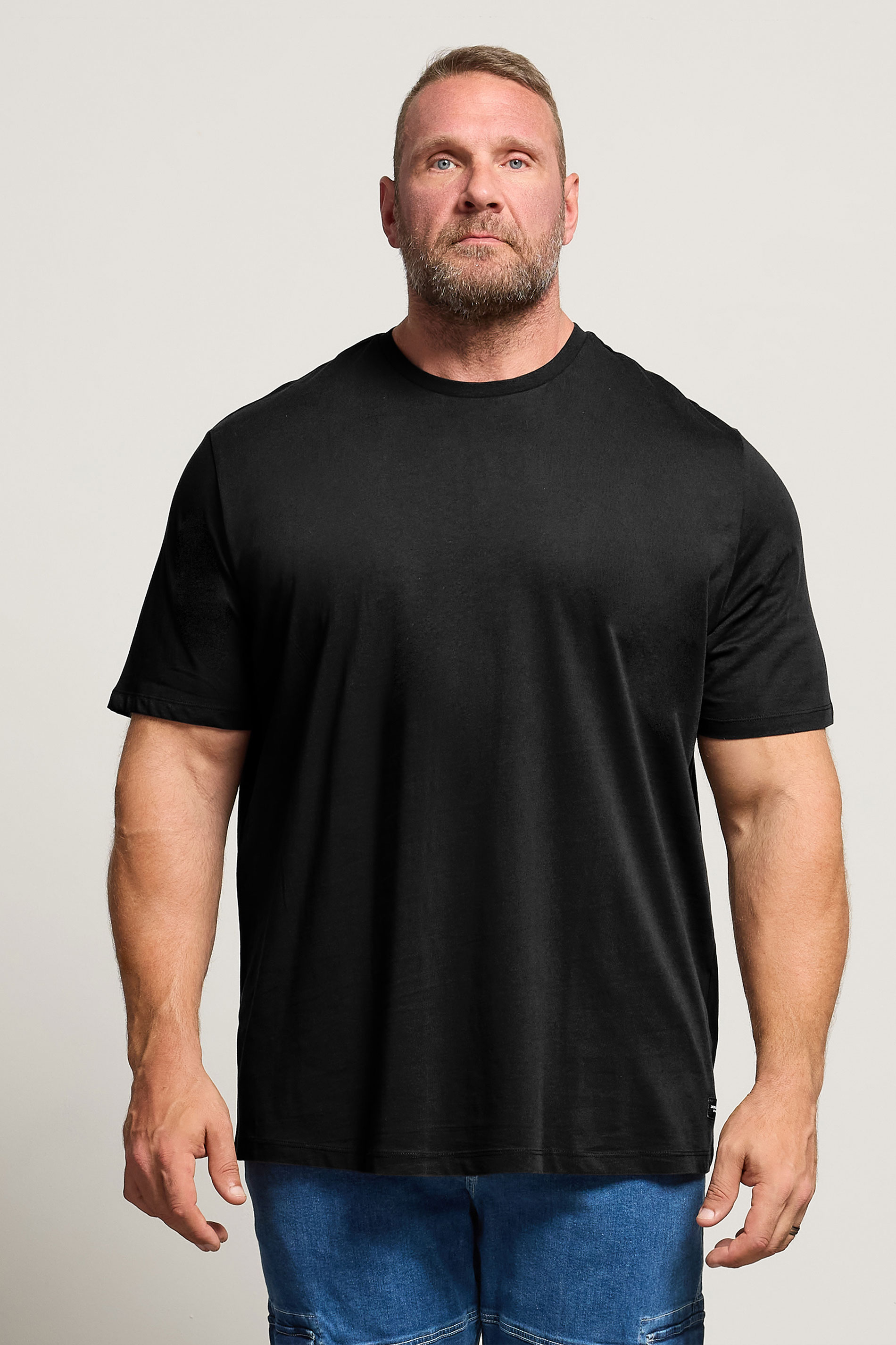 JACK & JONES Big & Tall Black Basic T-Shirt | BadRhino 1