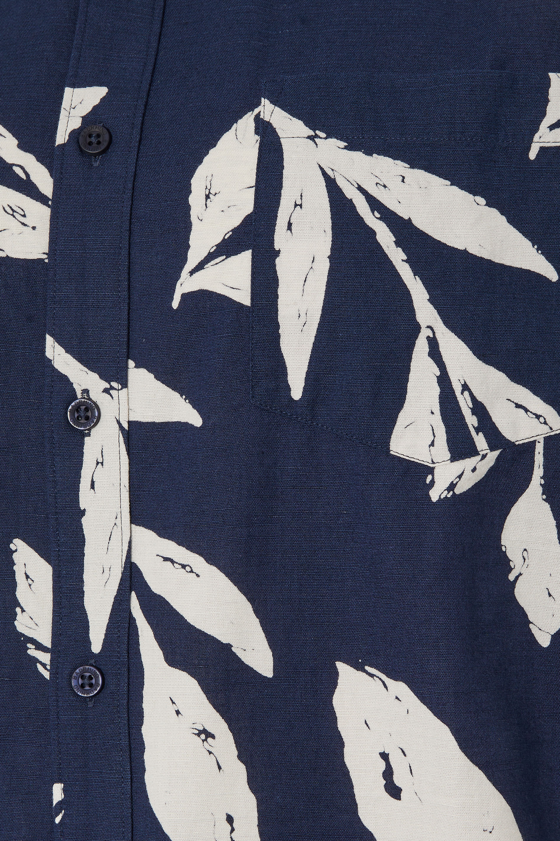 BadRhino Big & Tall Navy Blue Palm Leaf Linen Shirt | BadRhino 6