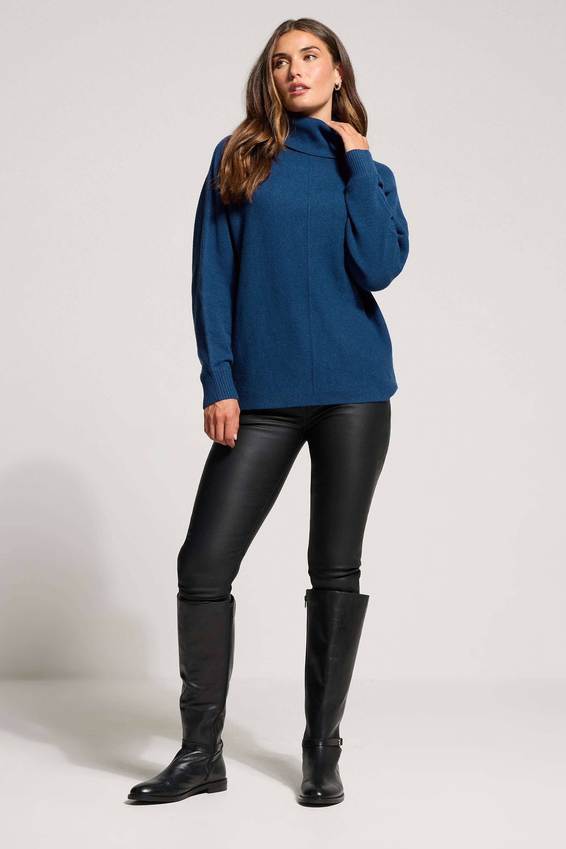 LTS Tall Teal Blue Batwing Roll Neck Jumper | Long Tall Sally 2