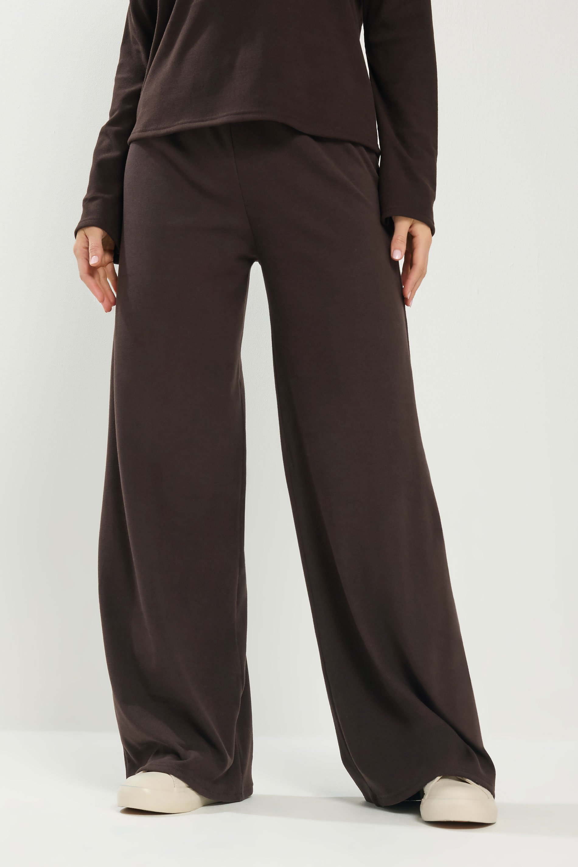 LTS Tall Women's Chocolate Brown Brushed Ribbed Trousers | Long Tall Sally 2