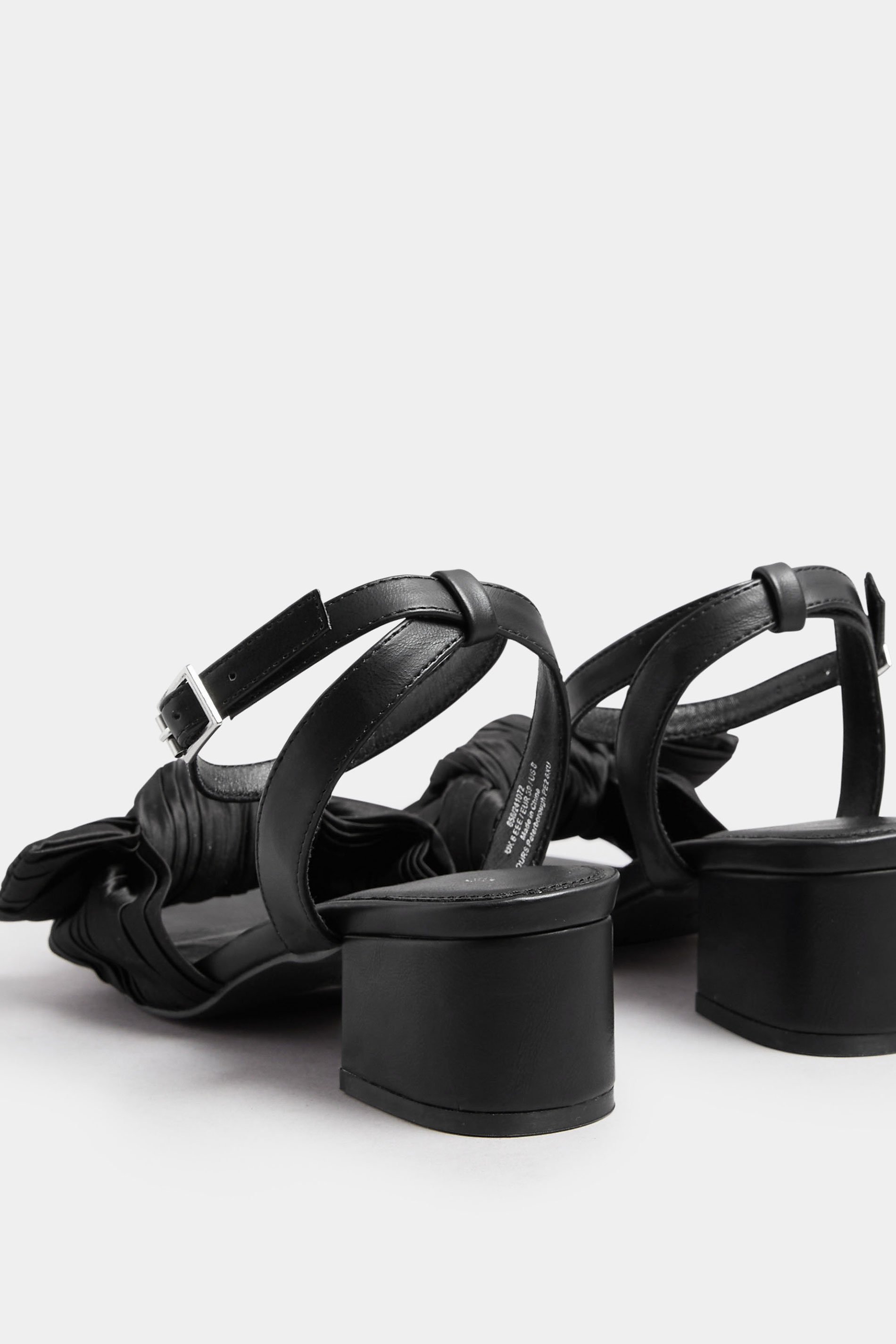 Gold Bow Mid Block Heel Sandals In Extra Wide EEE Fit | Yours Clothing 5