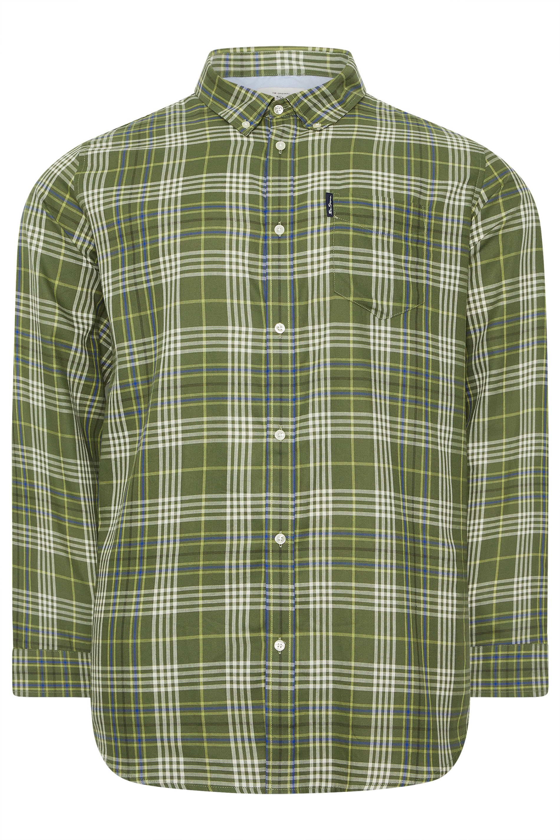 BEN SHERMAN Big & Tall Green Check Shirt | BadRhino 4