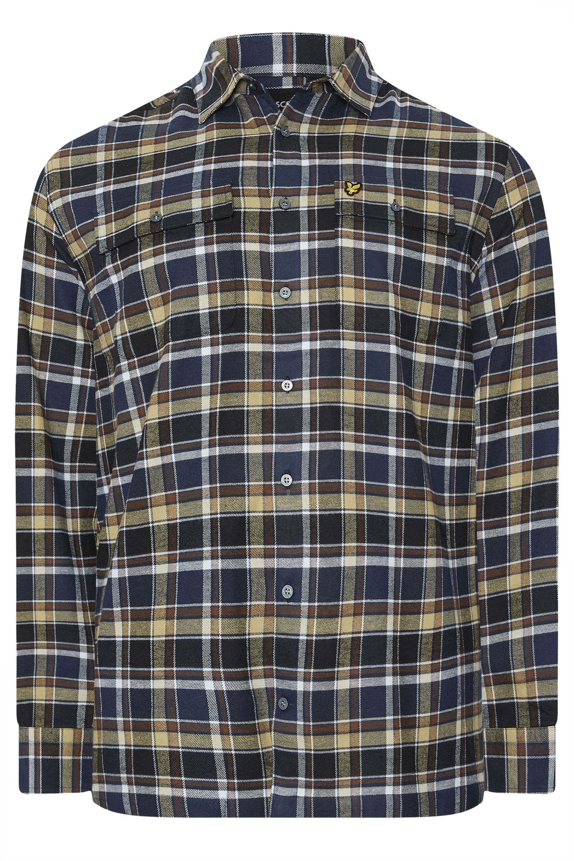 LYLE & SCOTT Big & Tall Blue & Green Brushed Cotton Check Shirt | BadRhino 3