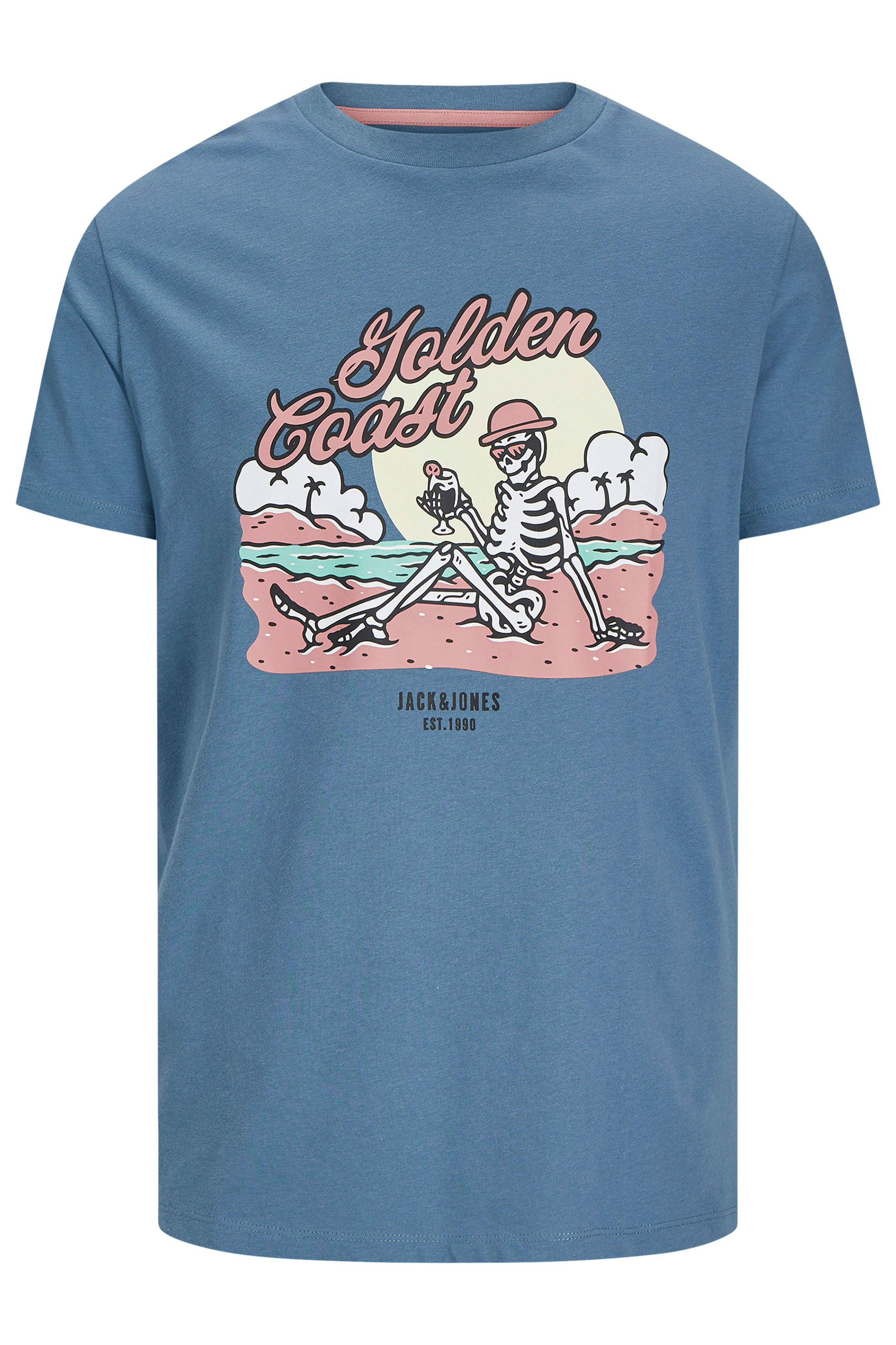 JACK & JONES Big & Tall Oceanview Blue Jelijah Short Sleeve T-Shirt | BadRhino 3