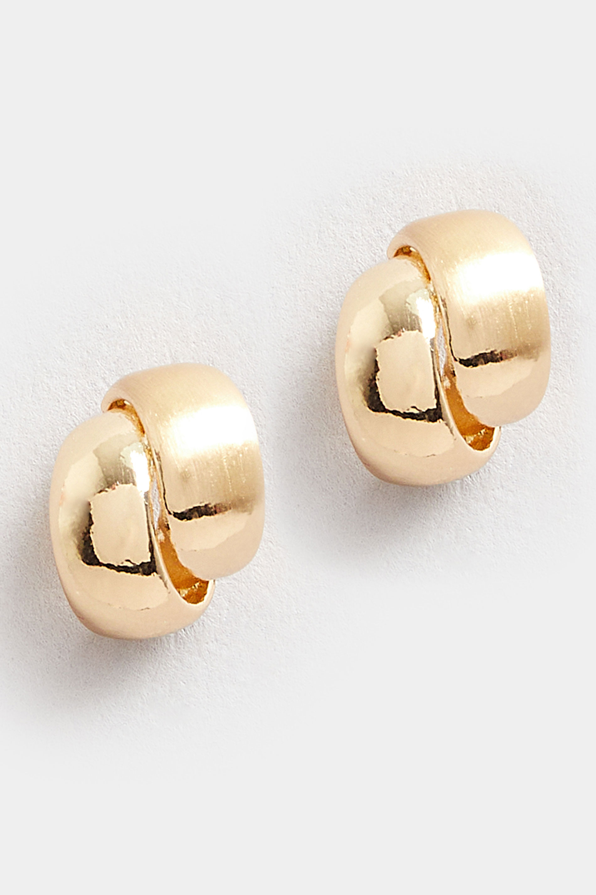 Gold Tone Round Twist Stud Earrings | Yours Clothing 2