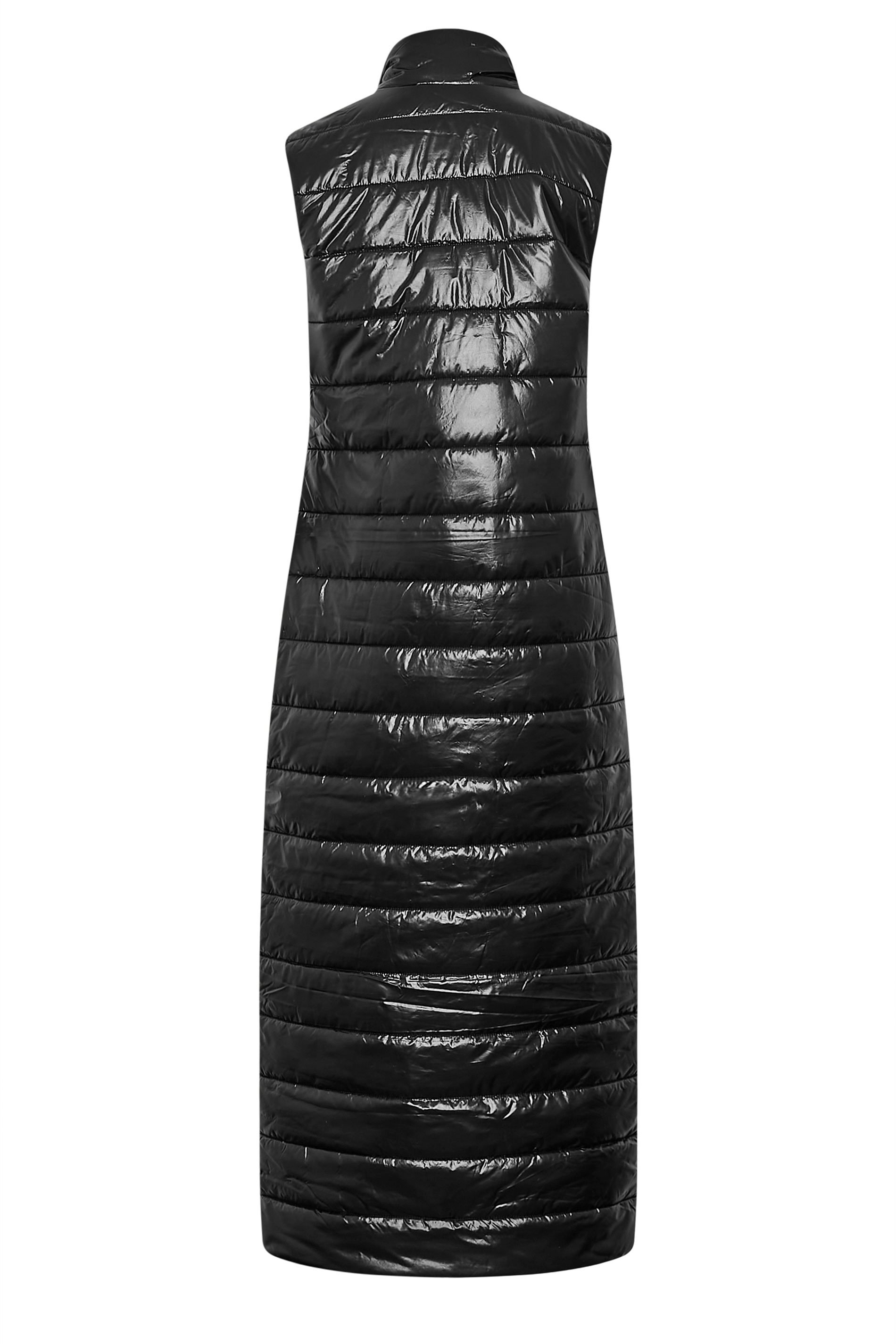 LTS Tall Women's Black High Shine Maxi Puffer Gilet | Long Tall Sally 8