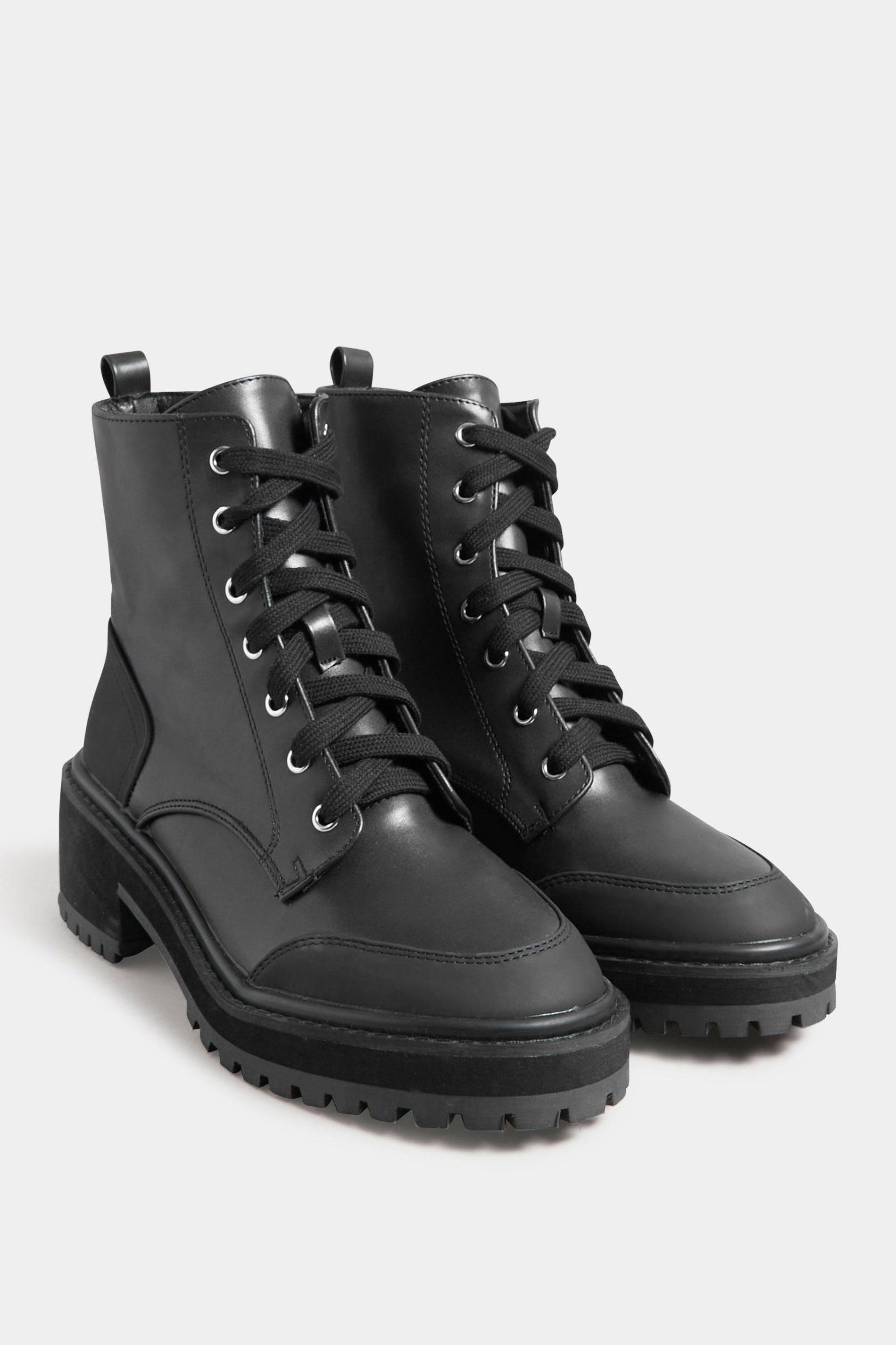 LTS Black Chunky Ankle Boots In Standard Fit | Long Tall Sally 2