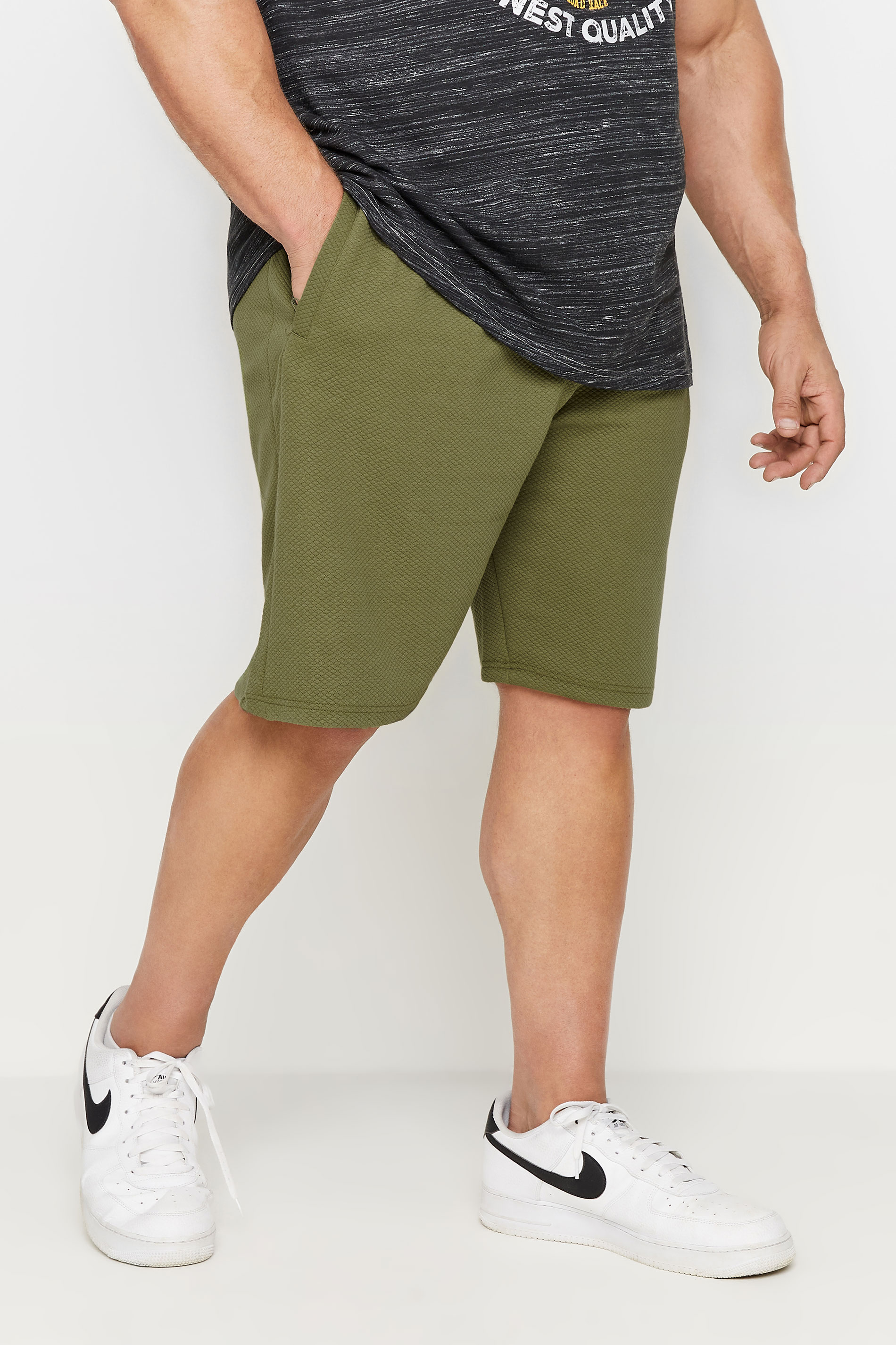 KAM Big & Tall Charcoal Green Dobby Print Shorts | BadRhino 2