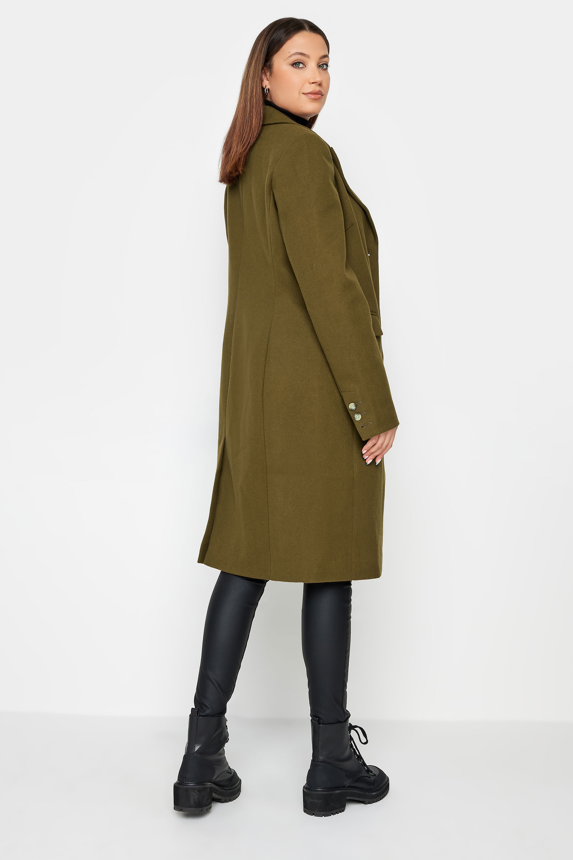 LTS Tall Women's Khaki Green Midi Formal Coat | Long Tall Sally 3