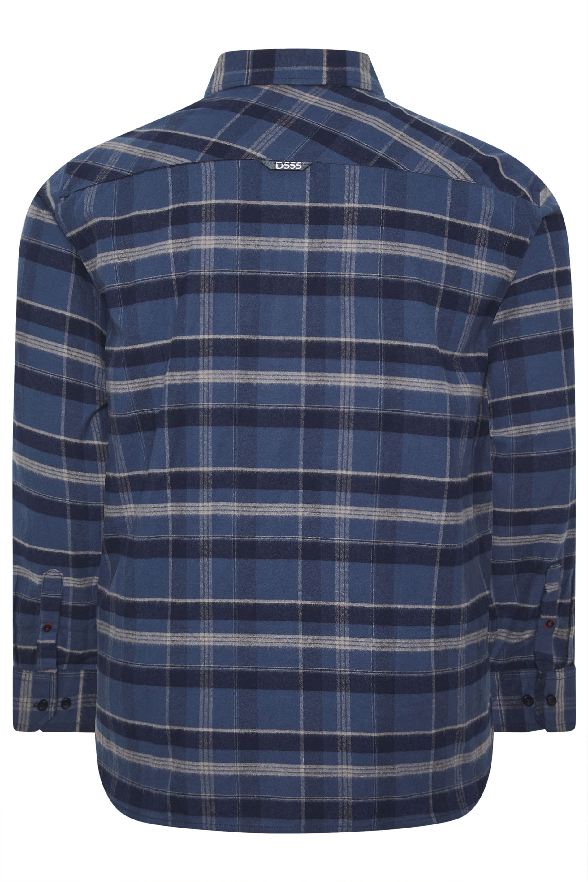 D555 Big & Tall Navy Blue Check Shirt | BadRhino 4