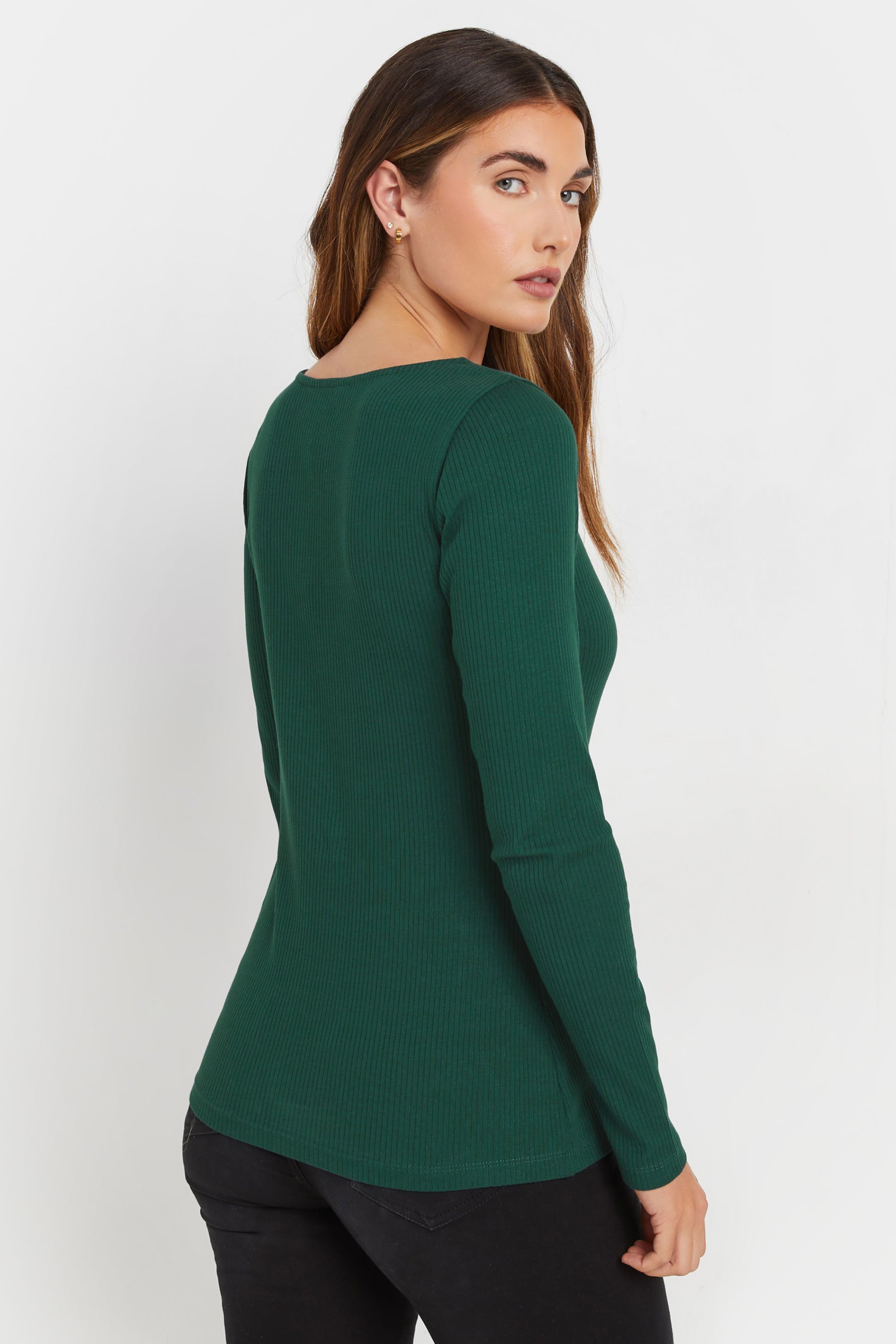 LTS Tall 2 PACK Emerald Green & Grey Ribbed Button Tops | Long Tall Sally 5