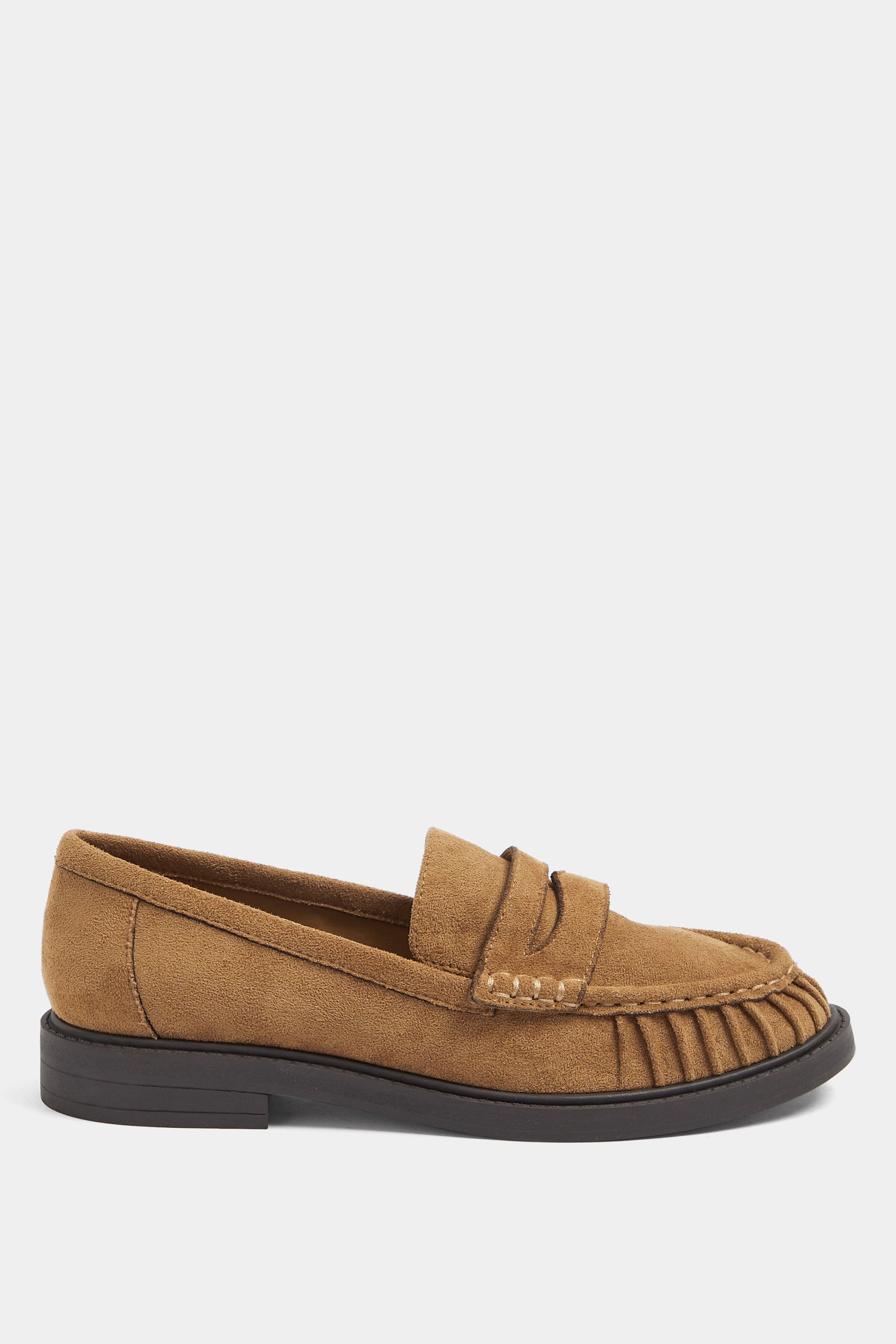 Tan Faux Suede Loafers In Wide EEE Fit | Yours Clothing 2