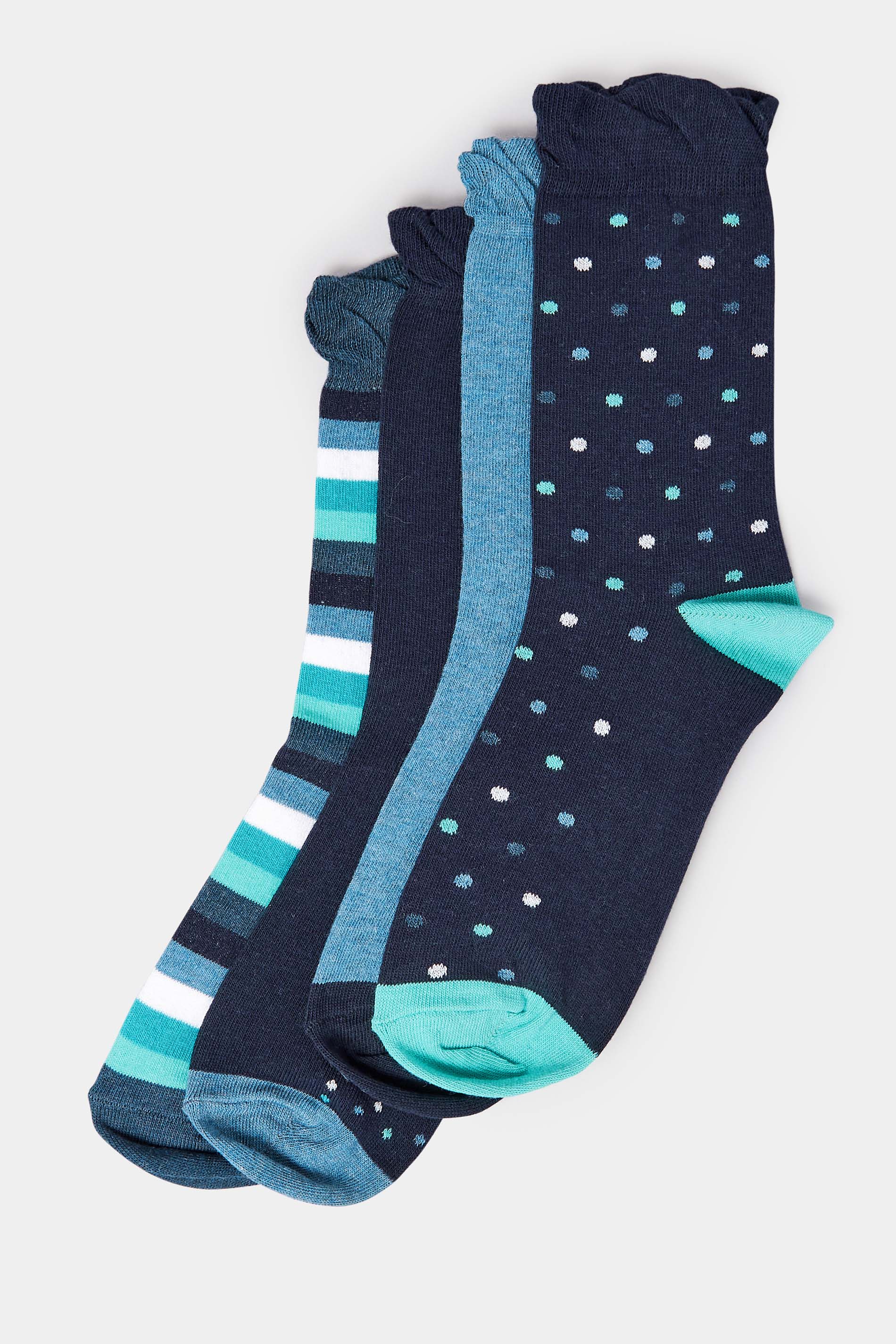 4 PACK Navy Blue Spot Print Socks | Yours Clothing  3