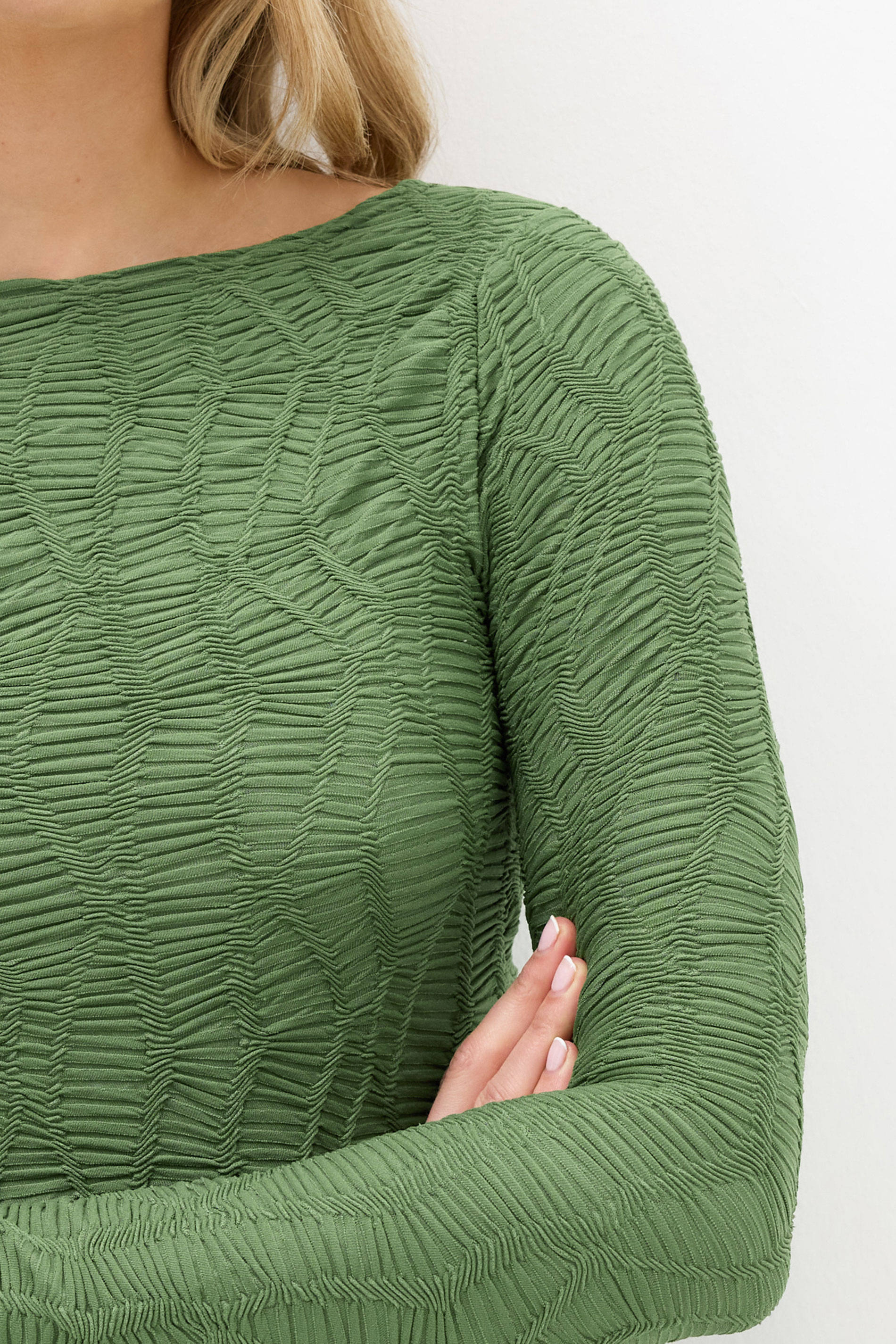 LTS Tall Green Textured Slash Neck Top | Long Tall Sally 5