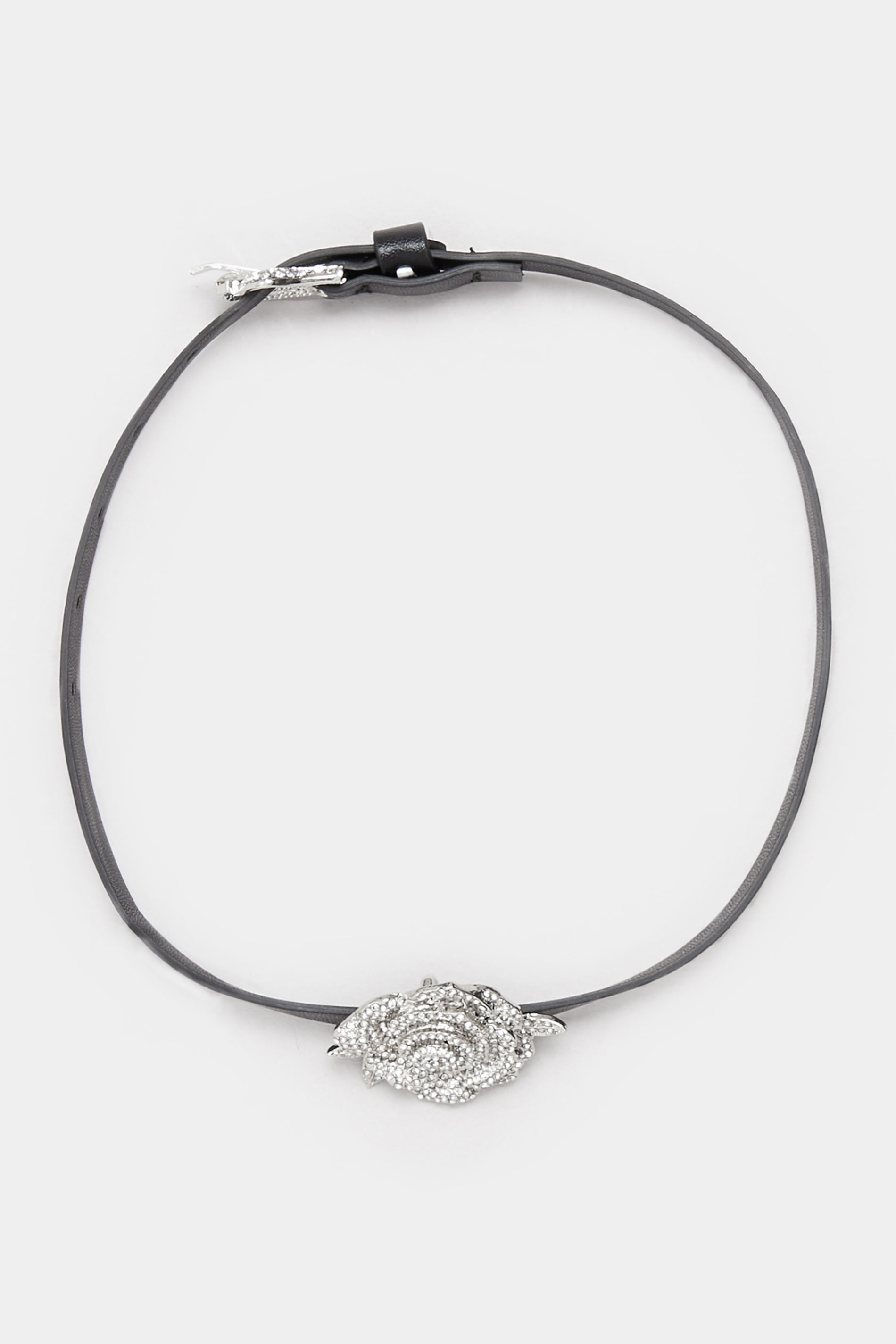 Silver Tone Floral Diamante Choker Necklace | Yours Clothing 2